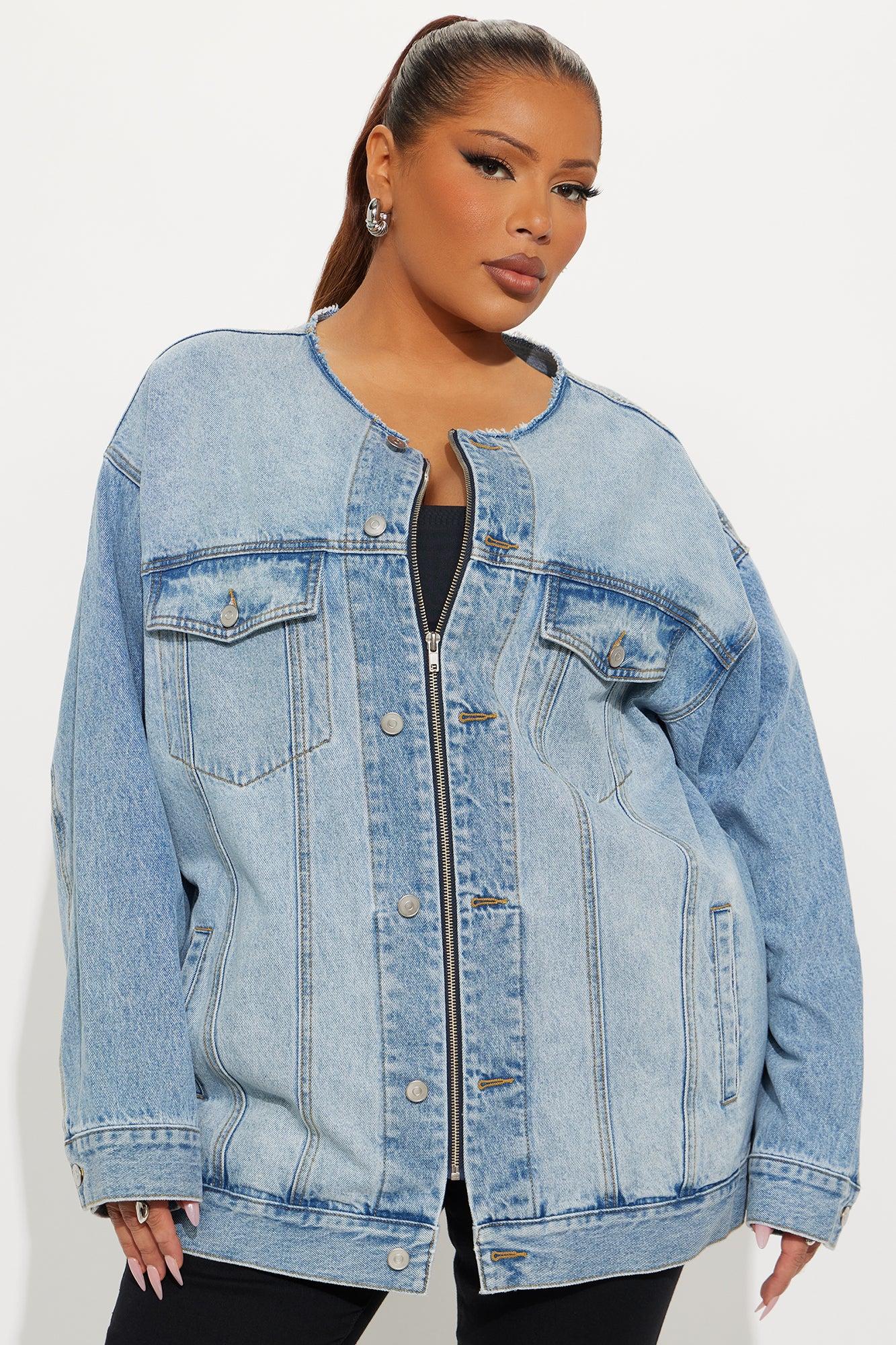 Alani Collarless Denim Jacket - Medium Wash Female Product Image