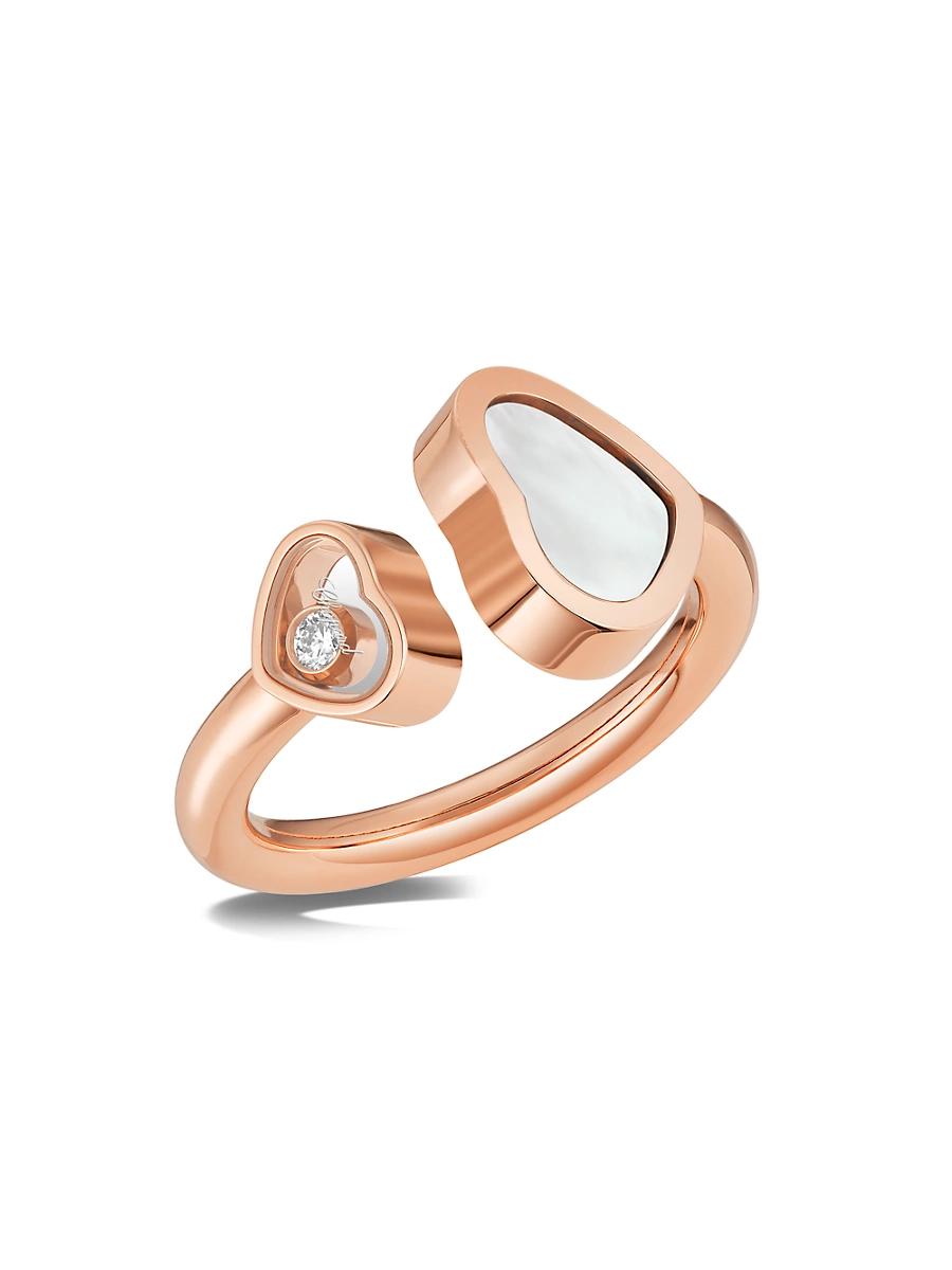 Womens Happy Hearts 18K Rose Gold, Diamond & Mother-Of-Pearl Ring Product Image