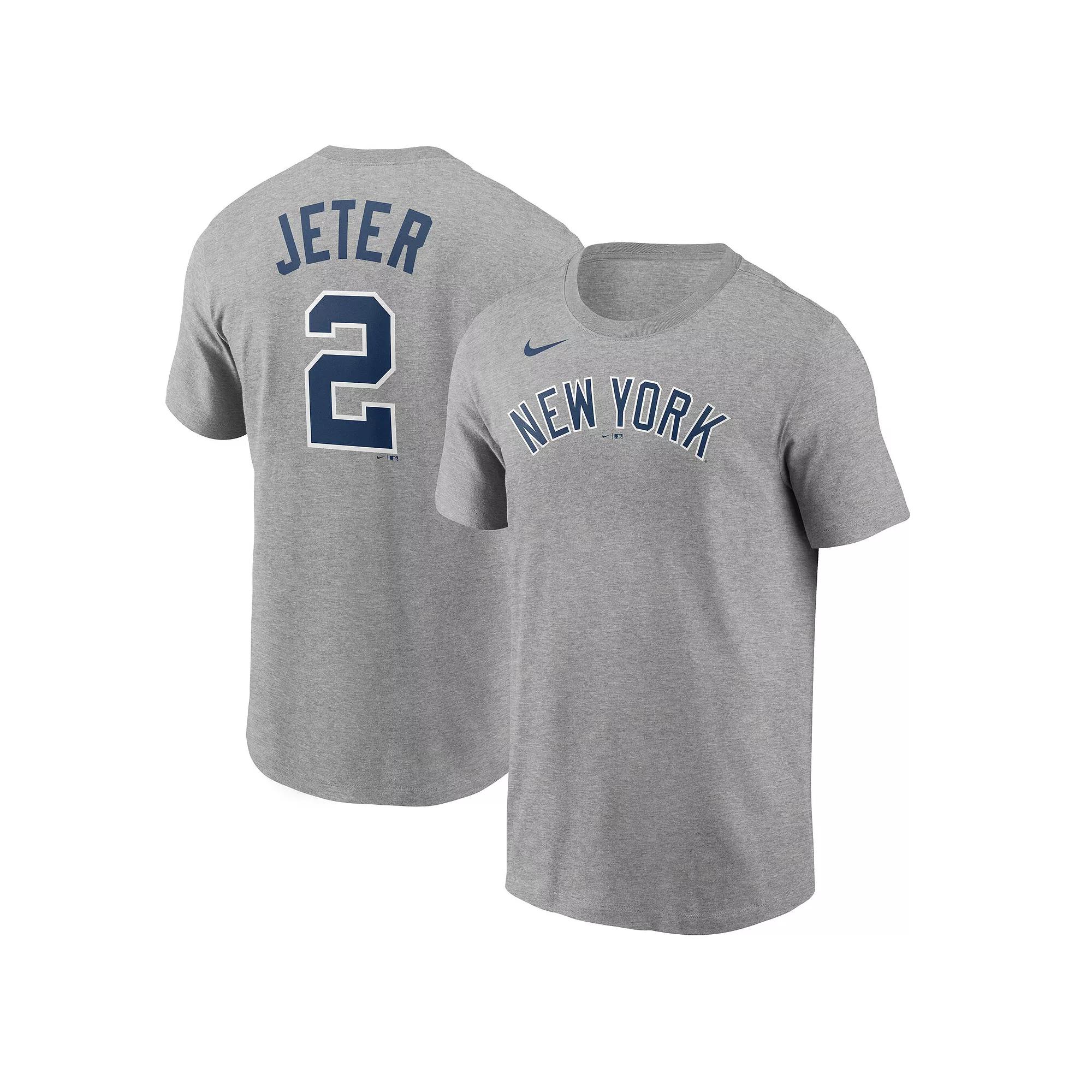 Mens Nike Derek Jeter Gray New York Yankees Name & Number T-Shirt Product Image