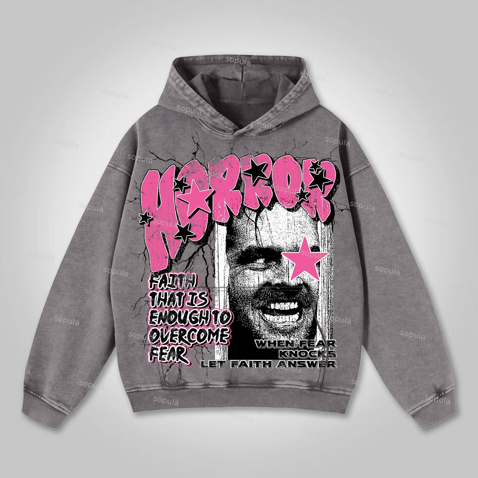 Sopula Shining Vintage Graphic Washed Cotton Hoodie Product Image