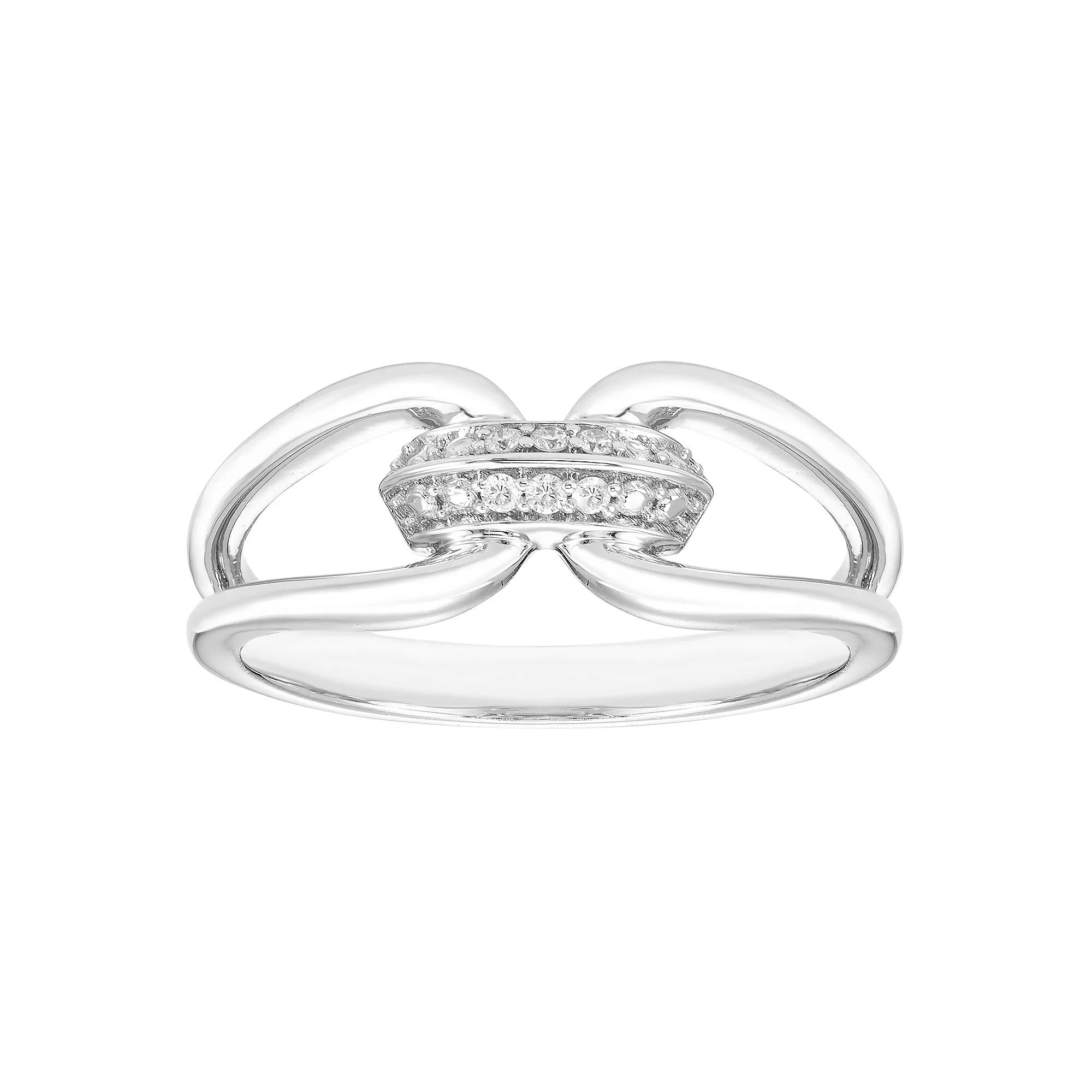 Boston Bay Diamonds Sterling Silver Diamond Accent Split Shank Curved Ring, Women's, Size: 6 Product Image
