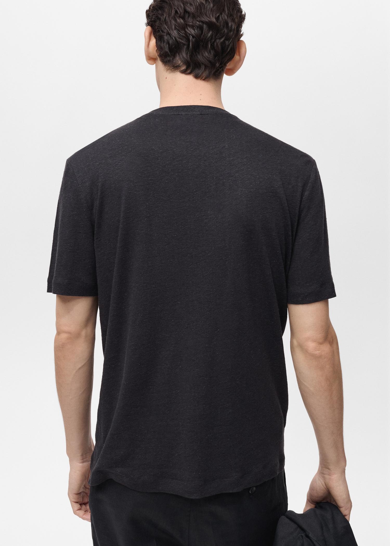 Linen slim-fit t-shirt - Men | MANGO USA Product Image