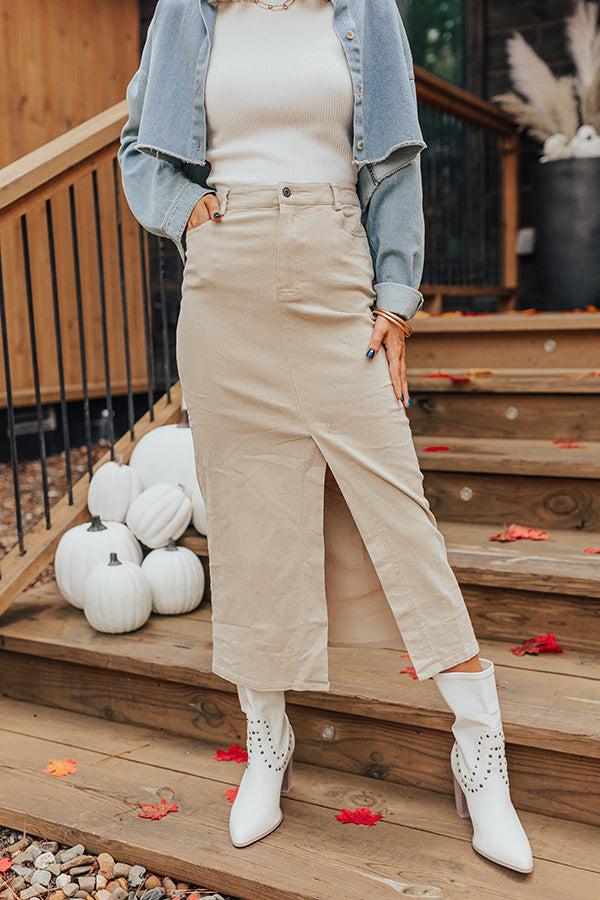 The Bristol High Waist Denim Skirt In Cream Product Image