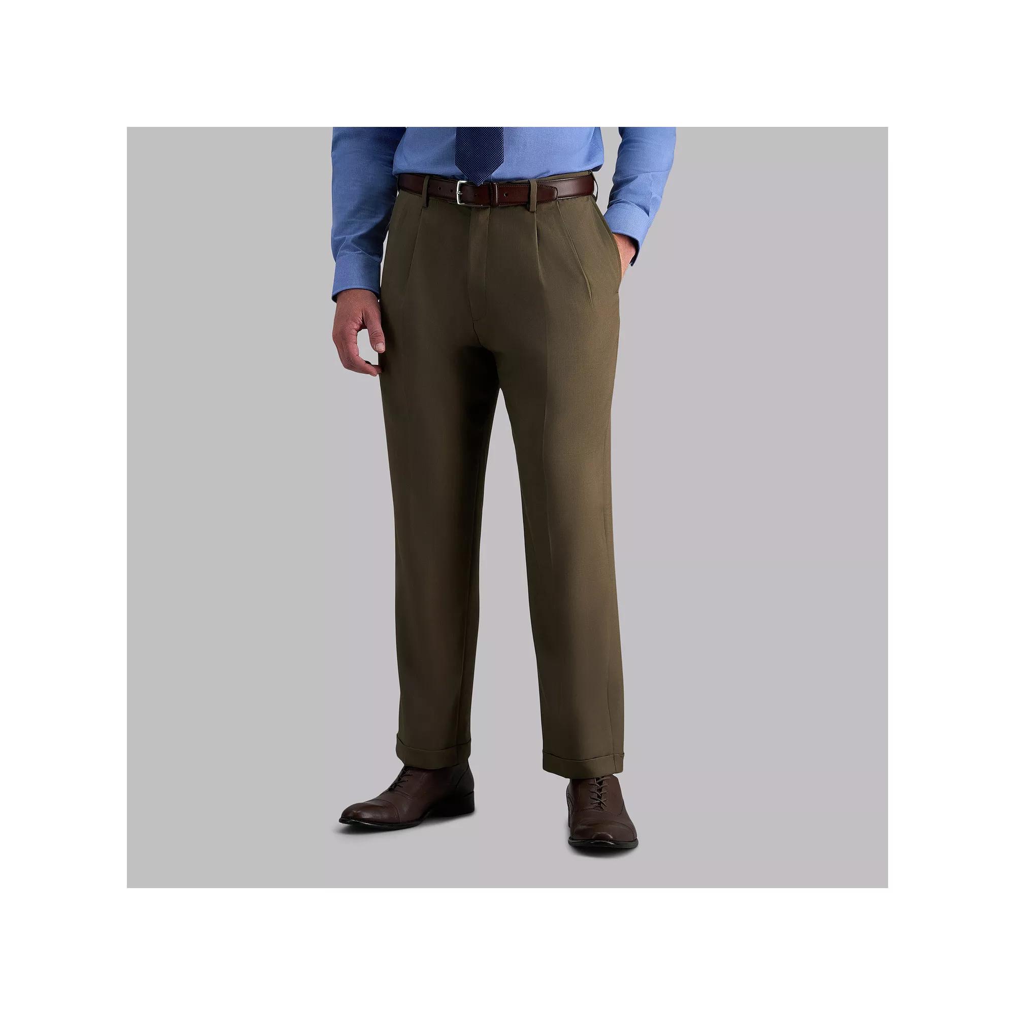 Men's Haggar® eCLo™ Stria Classic-Fit Hidden Expandable Waist Pleated Dress Pants,  Product Image
