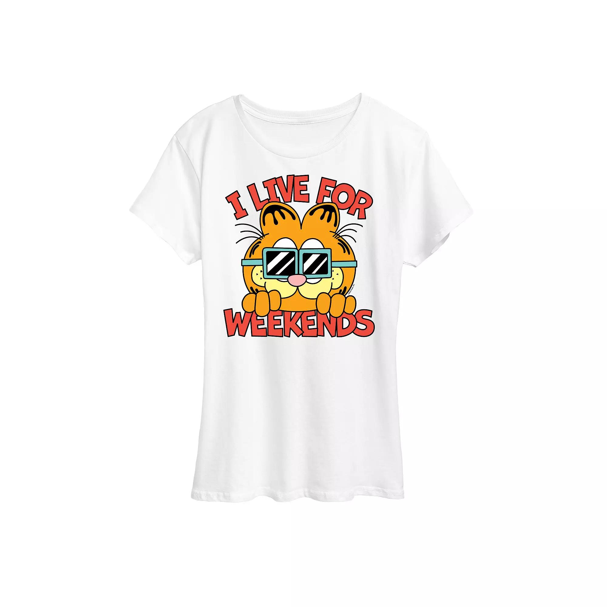 Women's Garfield I Live For Weekends Graphic Tee, Girl's,  Product Image
