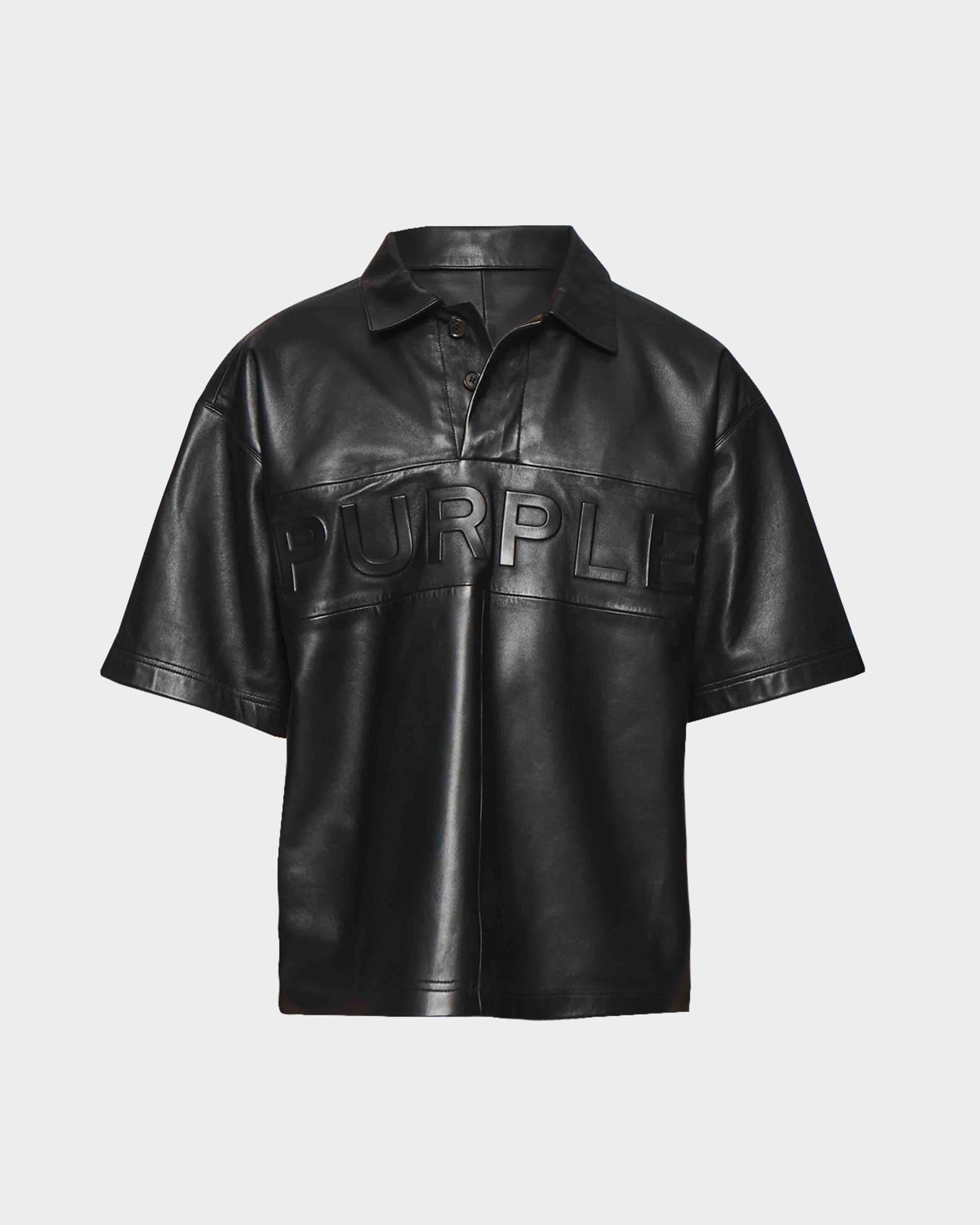 Men's Embossed Leather Polo Shirt Product Image