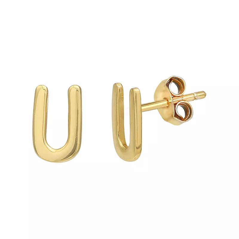 PRIMROSE Sterling Silver Initial Stud Earrings, Women's, Gold Tone C Product Image