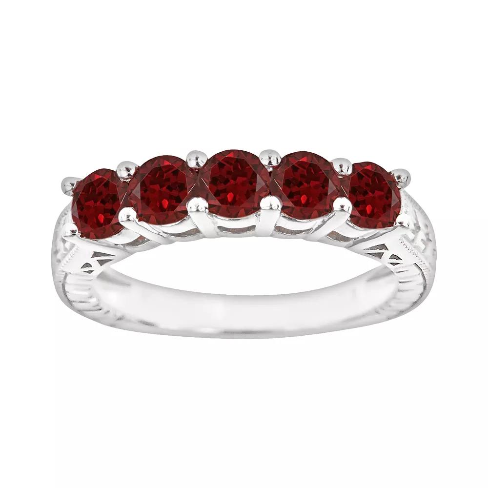 Celebration Gems Sterling Silver Garnet Five-Stone Ring, Women's,  Product Image