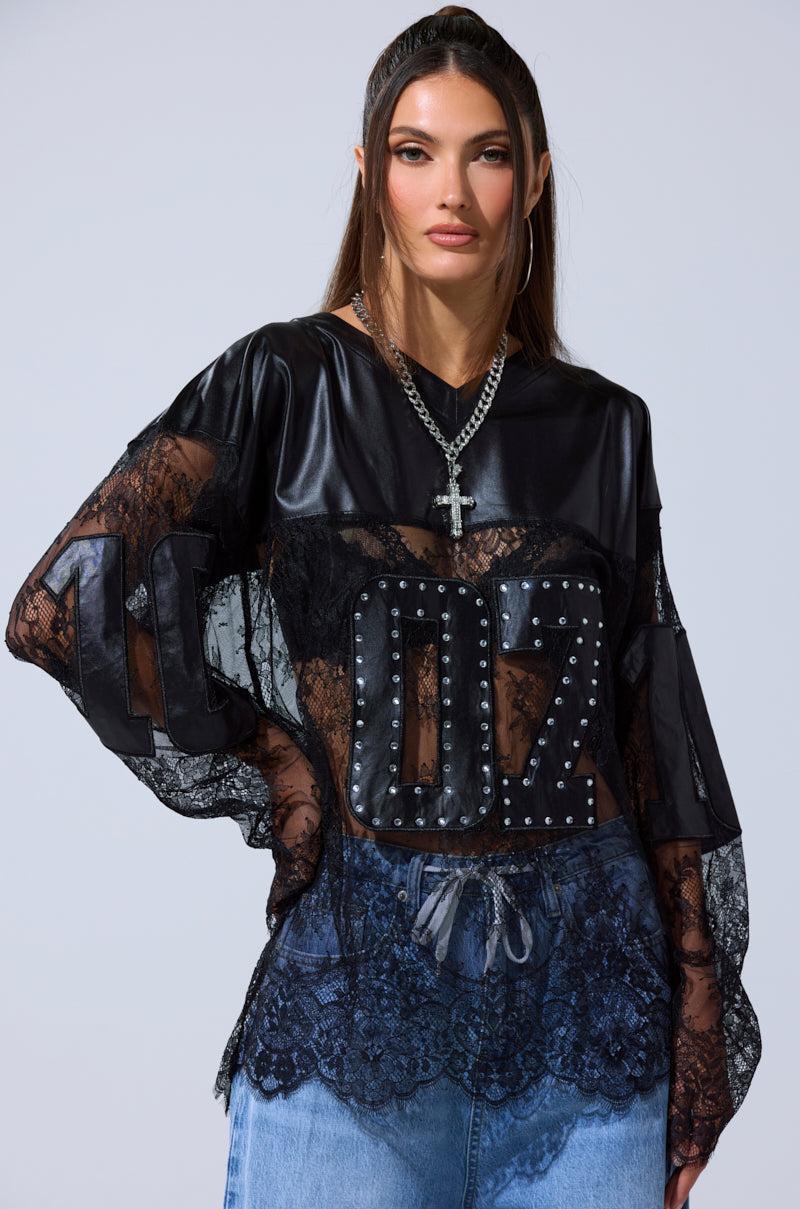 SHOW OFF LACE JERSEY TOP Product Image