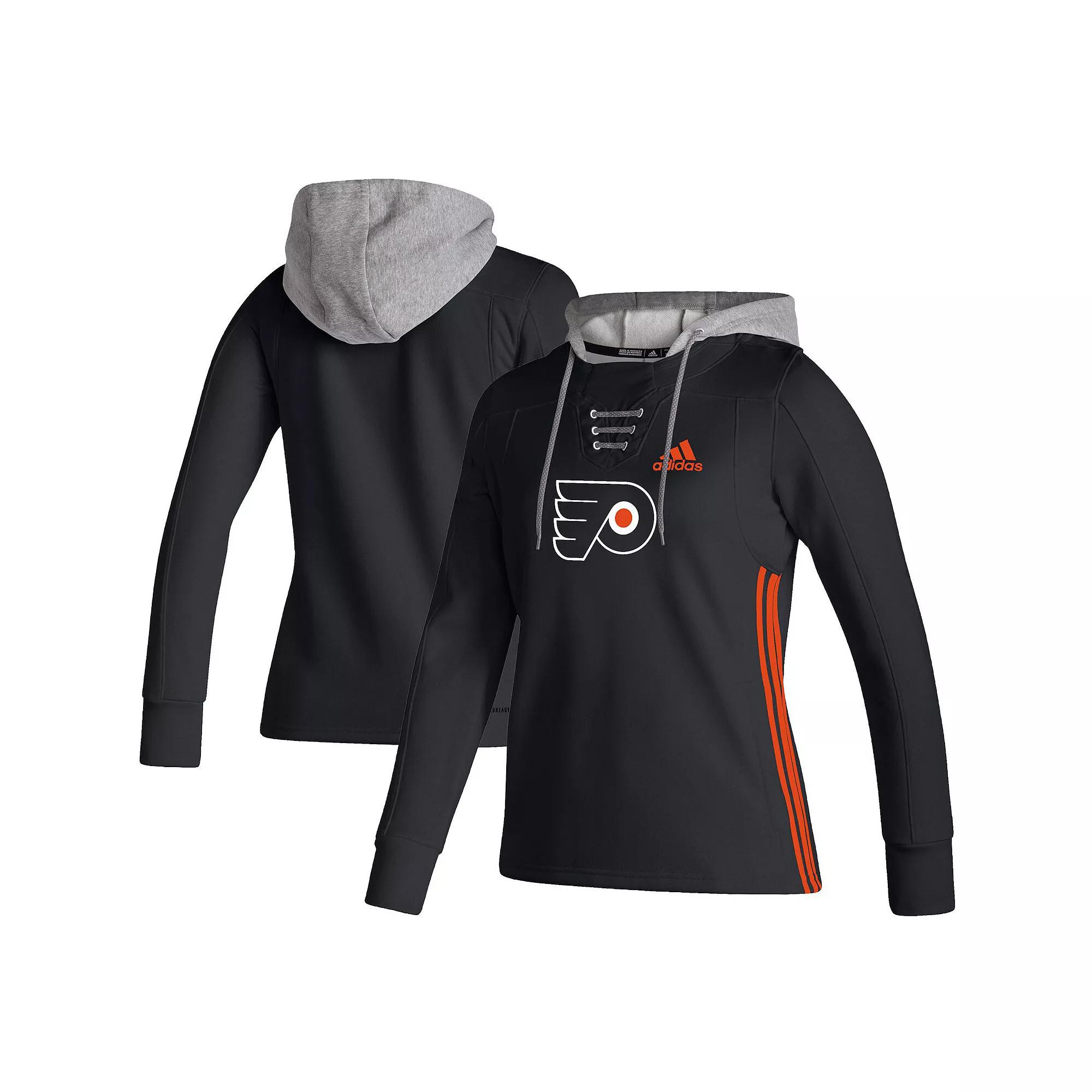 Women's adidas Black Philadelphia Flyers Skate Lace AEROREADY Pullover Hoodie,  Product Image
