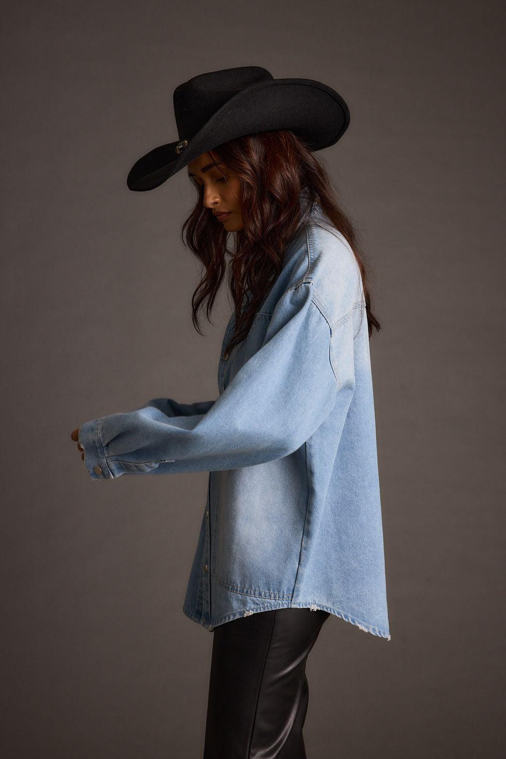 Rocky Light Denim Button Down Top Product Image