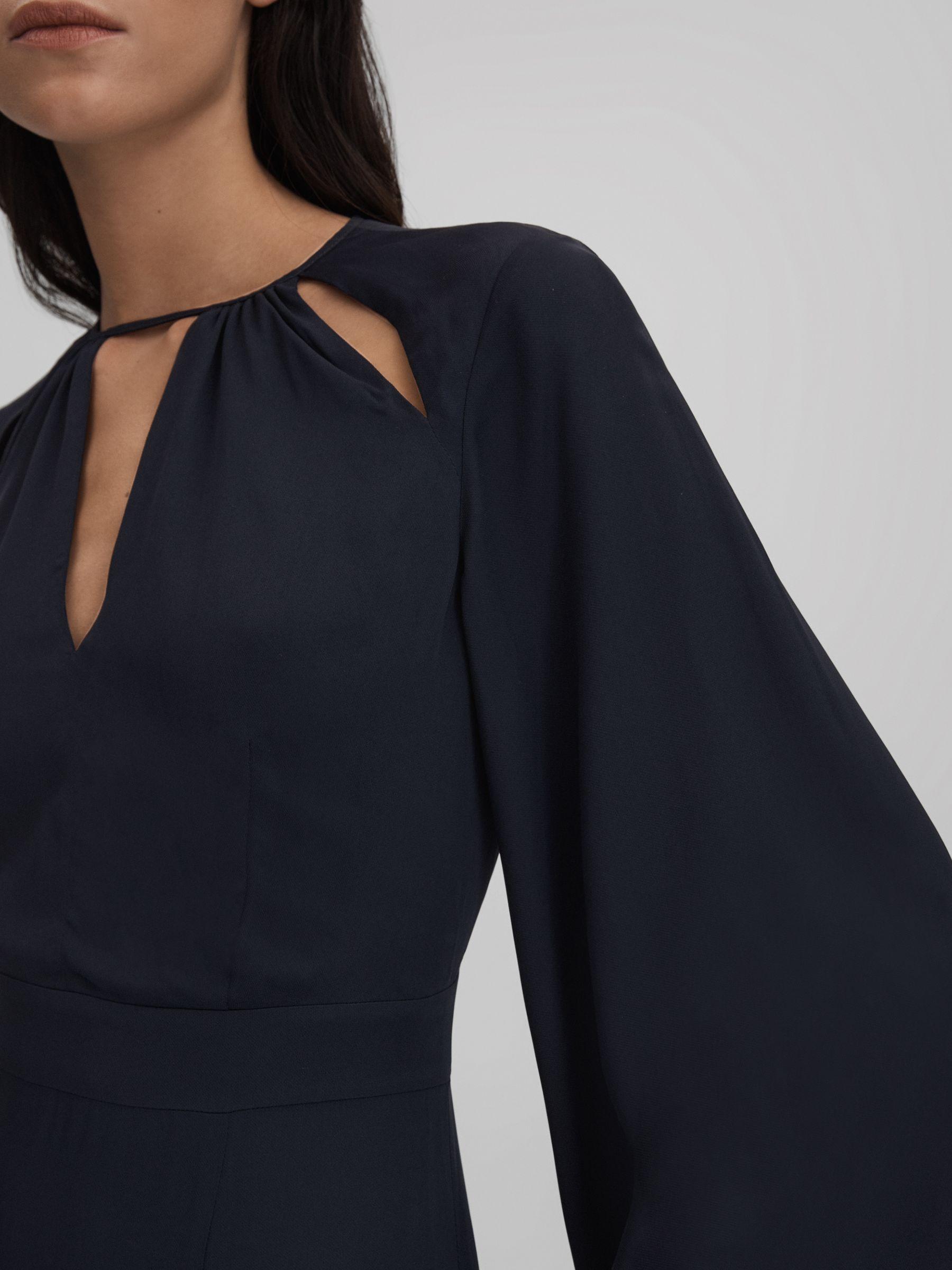 Flute Sleeve Midi Dress in Navy Product Image