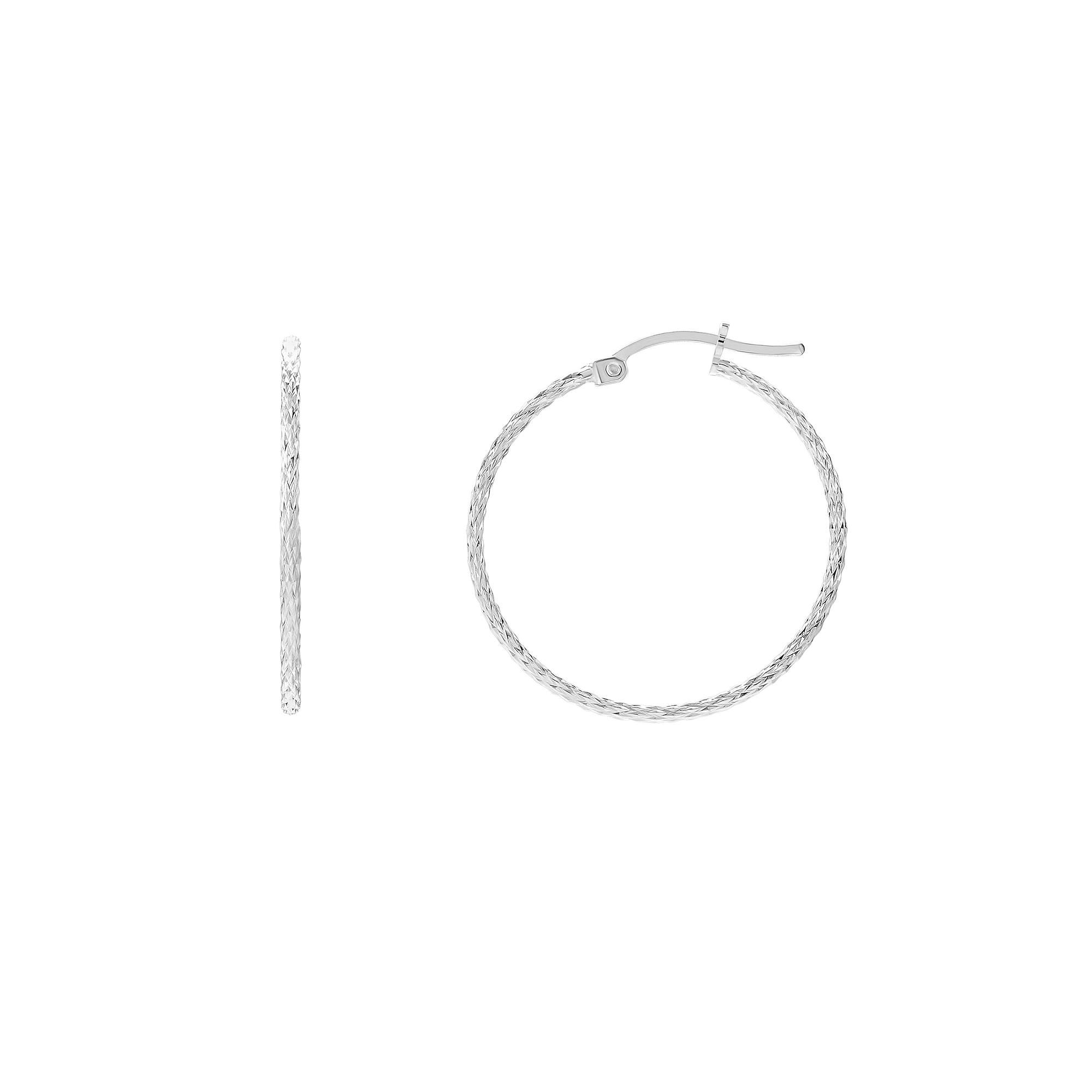 PRIMROSE Sterling Silver Textured Hoop Earrings, Women's, Size: 30MM Product Image