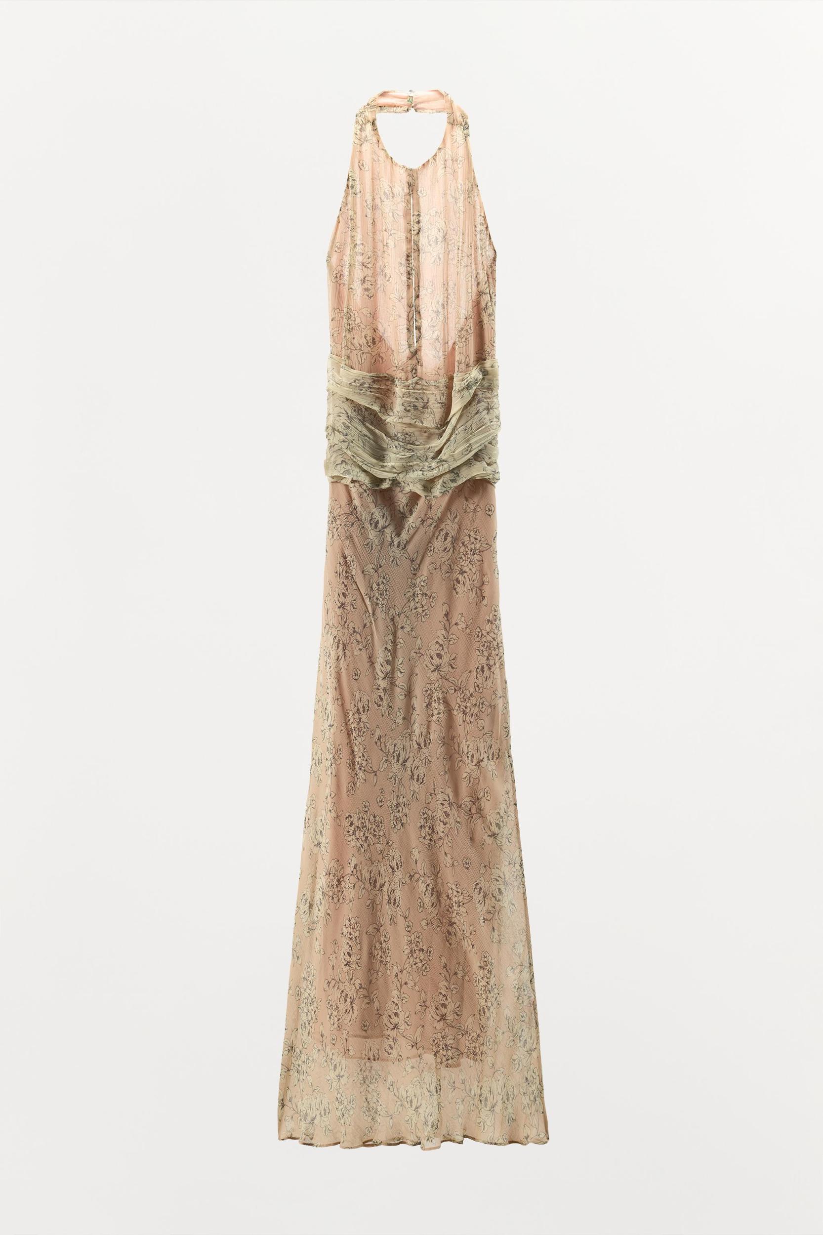 FLORAL PRINT HALTER DRESS Product Image