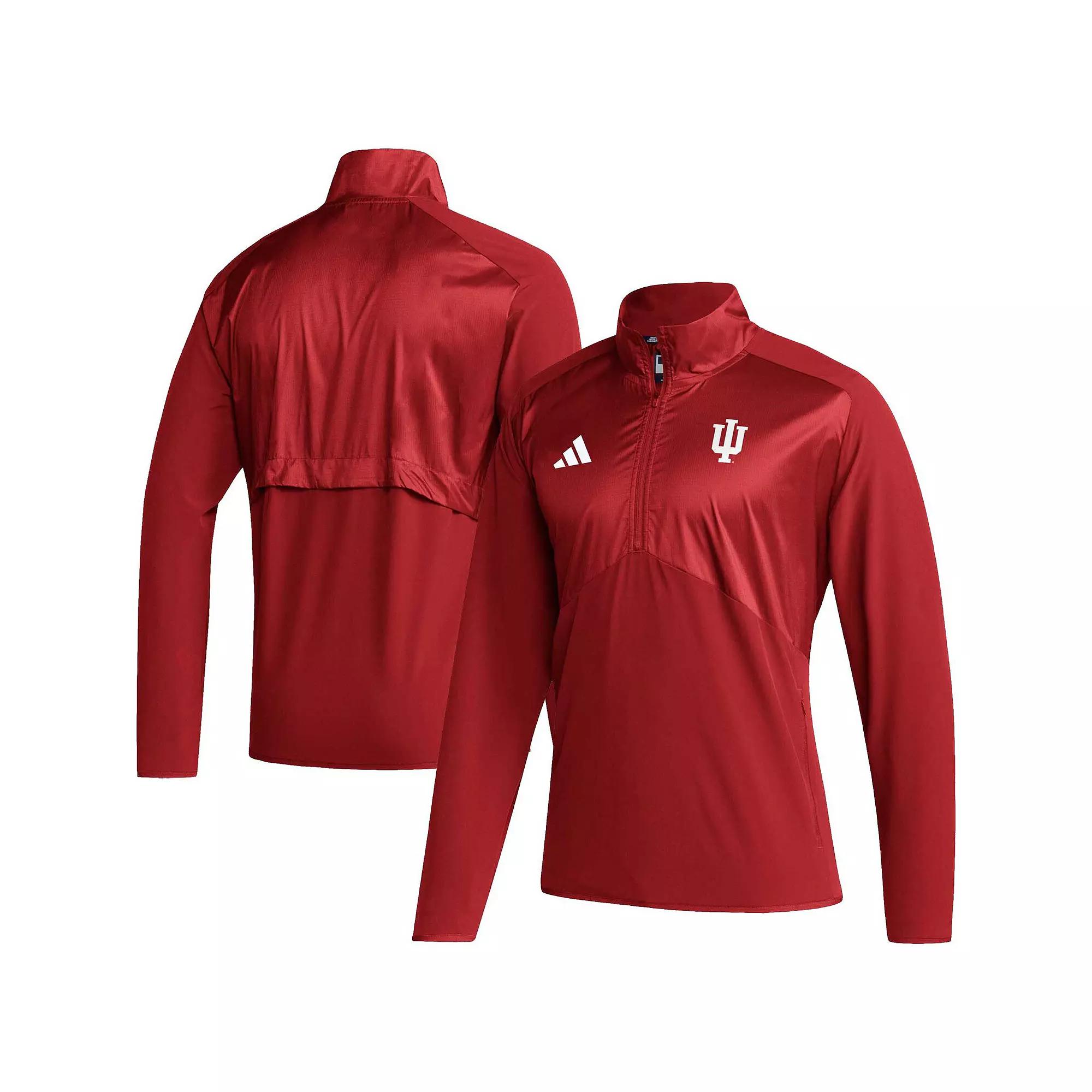 Men's adidas Red NC State Wolfpack Sideline AEROREADY Raglan Sleeve Quarter-Zip Jacket,  Product Image