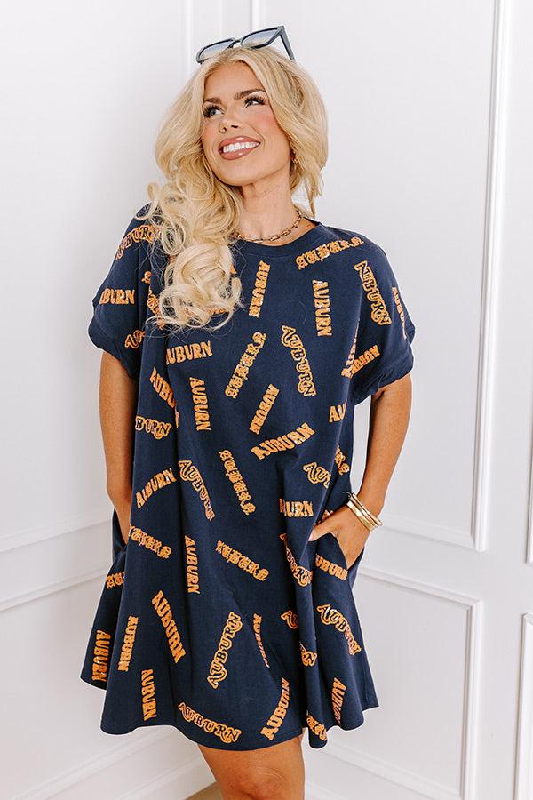 School Spirit Sequin Embroidered Mini Dress in Auburn Curves Product Image