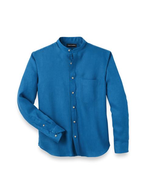Linen Solid Casual Shirt - Dark Blue Product Image