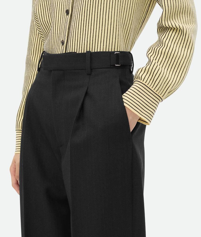 Women's Striped Wool Trousers in Black/dark blue Product Image