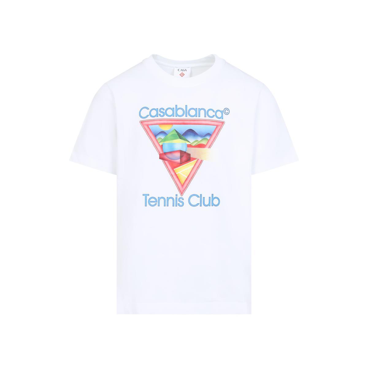 CASABLANCA Cotton Crew Neck T-shirt With Graphic Print In White Product Image