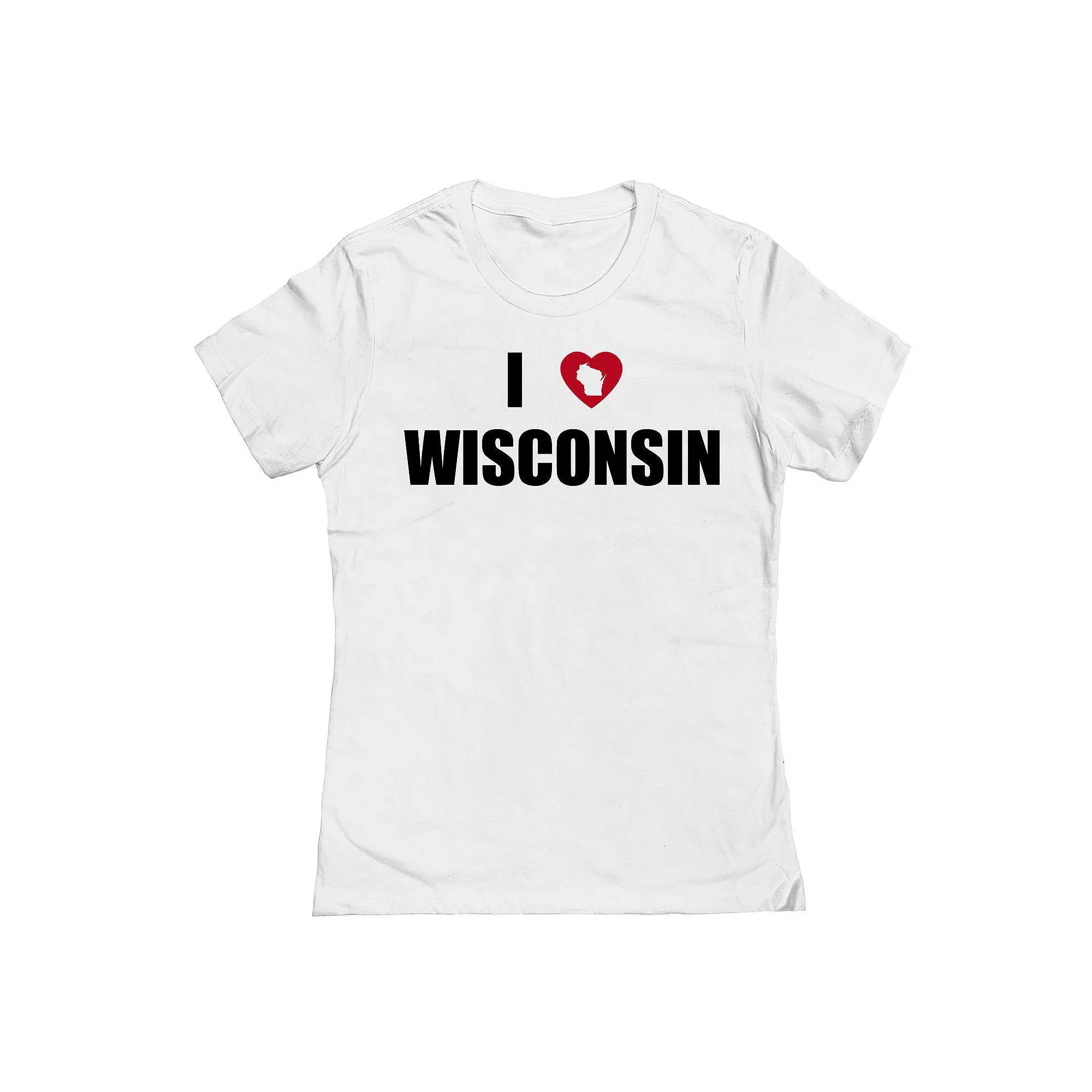 Junior's I Heart Wisconsin Graphic Tee, Women's, Size: Small, White Product Image
