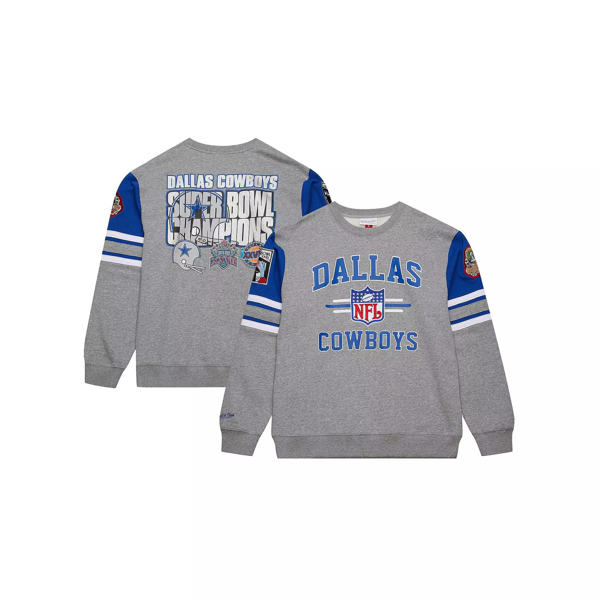Men's Mitchell & Ness Heather Gray Dallas Cowboys Vintage Logo Pullover Sweatshirt,  Product Image