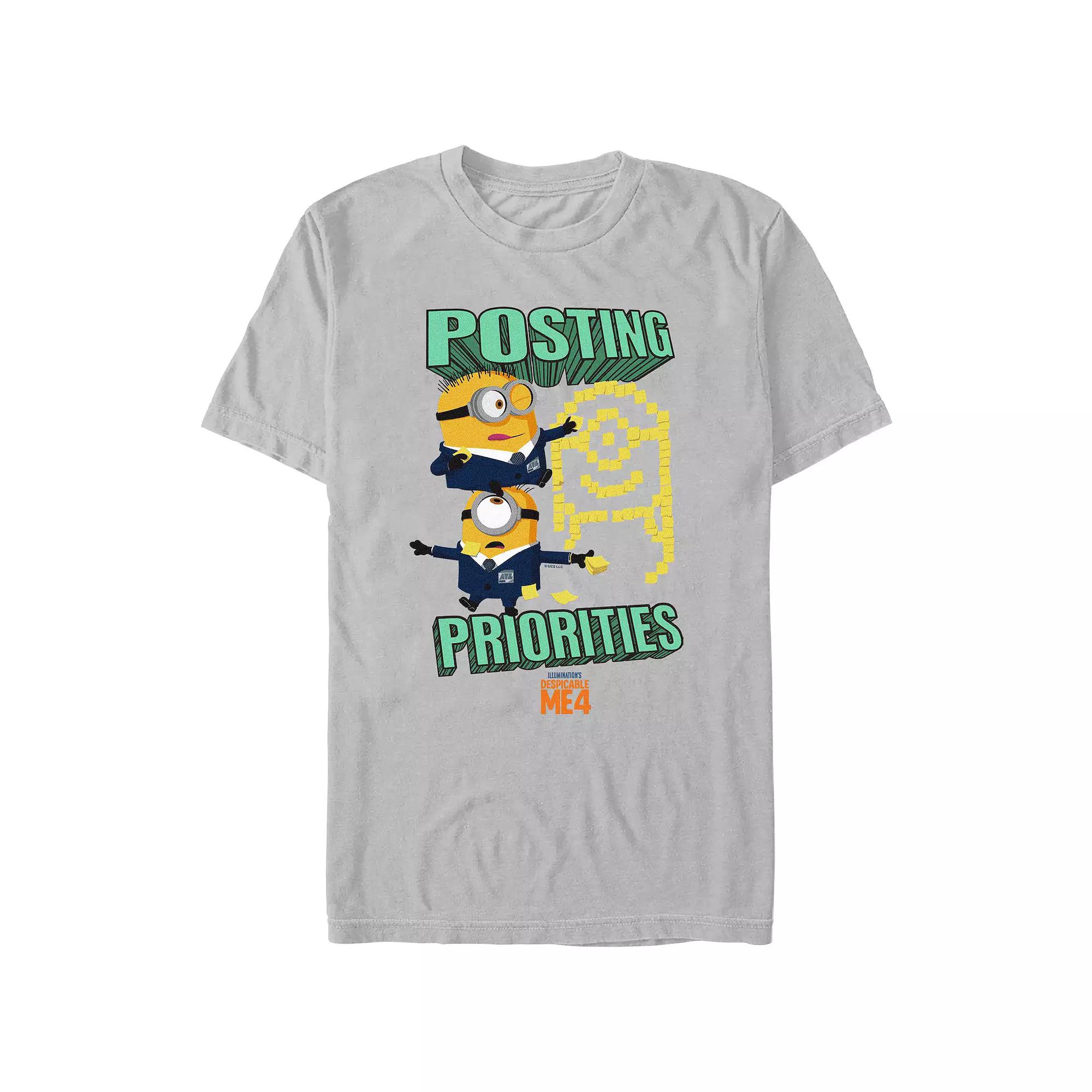 Men's Despicable Me 4 Posting Priorities Graphic Tee,  Product Image