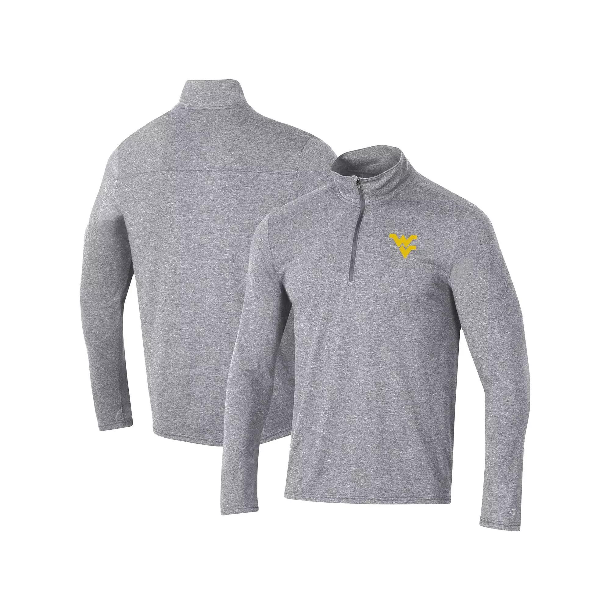 Men's Champion Heathered Gray West Virginia Mountaineers Field Day Team Quarter-Zip Jacket,  Product Image