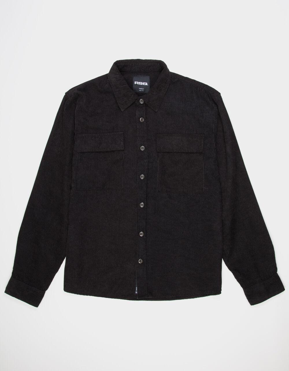 RSQ Mens Oversized Long Sleeve Corduroy Button Up Shirt - BLACK Product Image