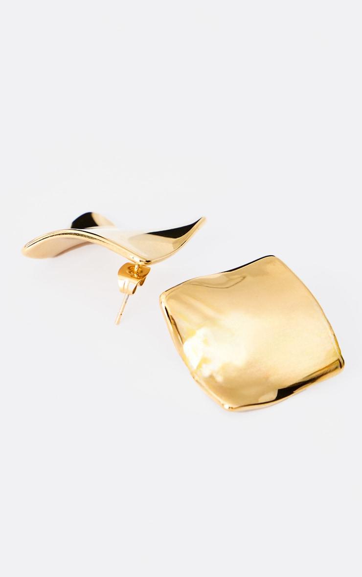 Gold Water Resistant Crinkle Twist Stud Earrings Product Image