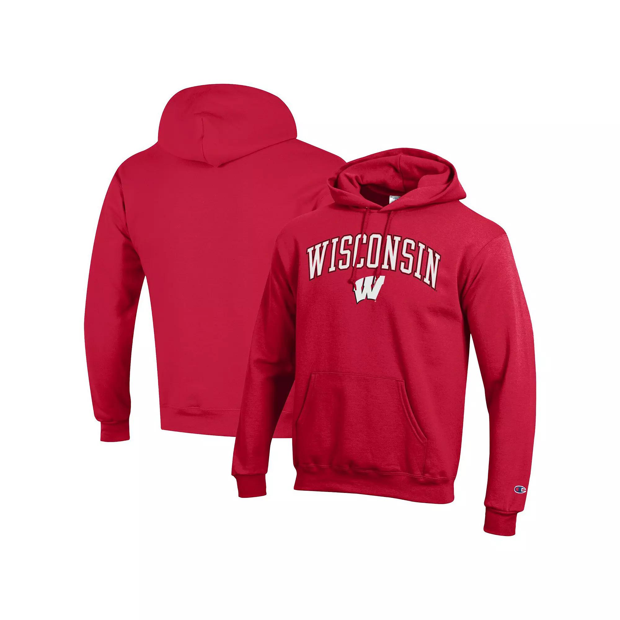 Men's Champion Red Wisconsin Badgers Arched Logo Fleece Pullover Hoodie,  Product Image