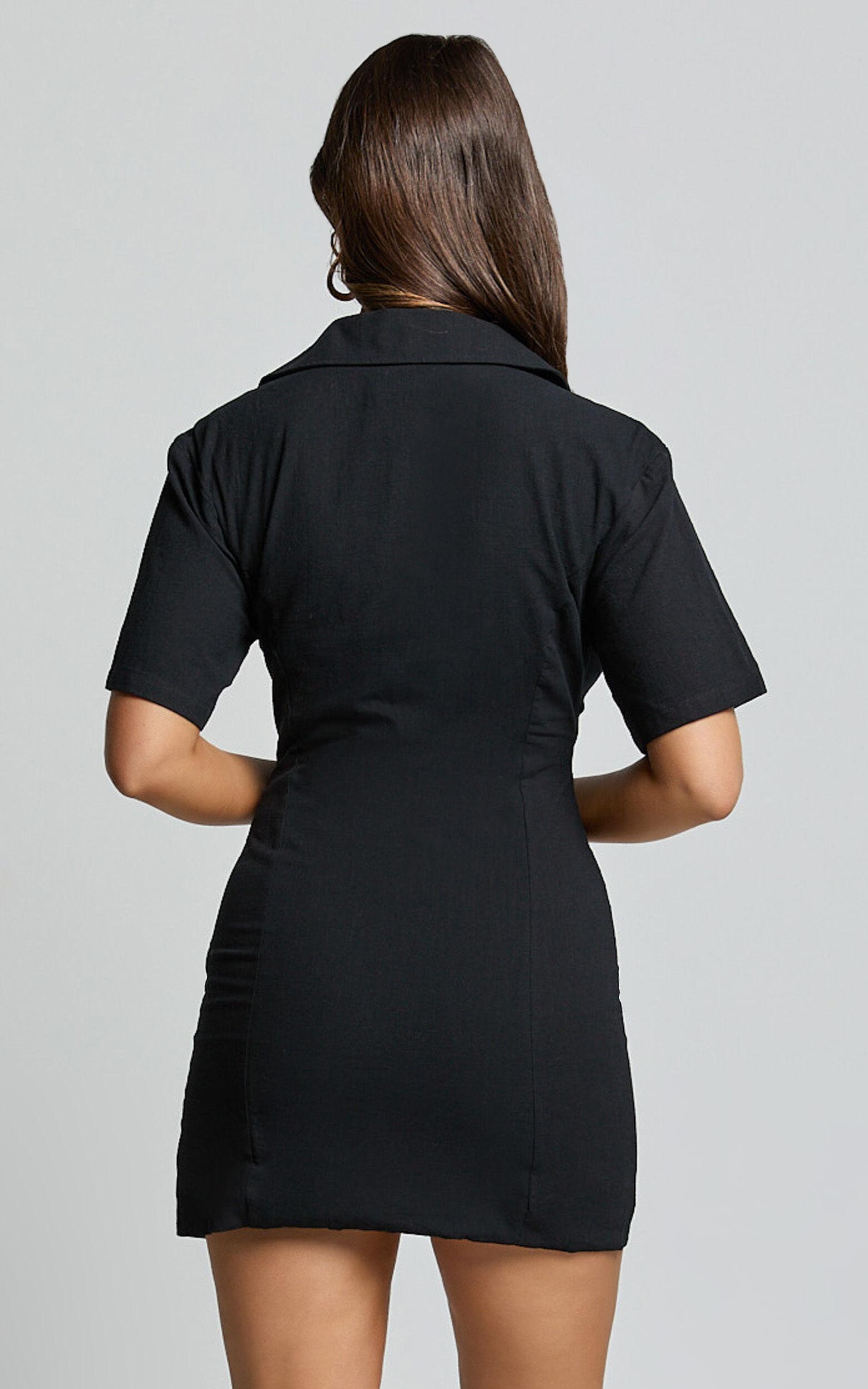Marsha Mini Dress - Cut Out Short Sleeve Dress in Black Product Image