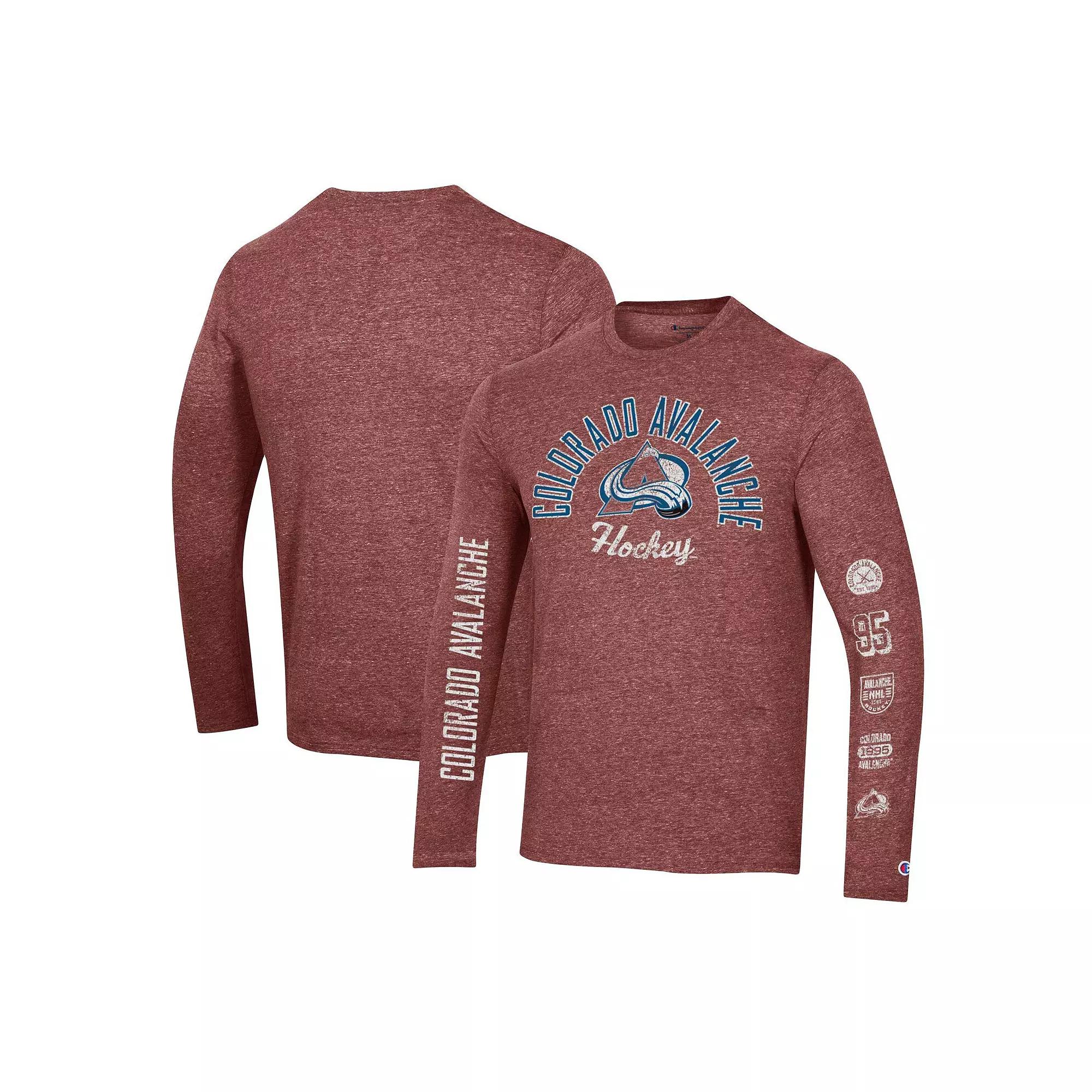 Men's Champion Black Vegas Golden Knights Multi-Logo Tri-Blend Long Sleeve T-Shirt,  Product Image