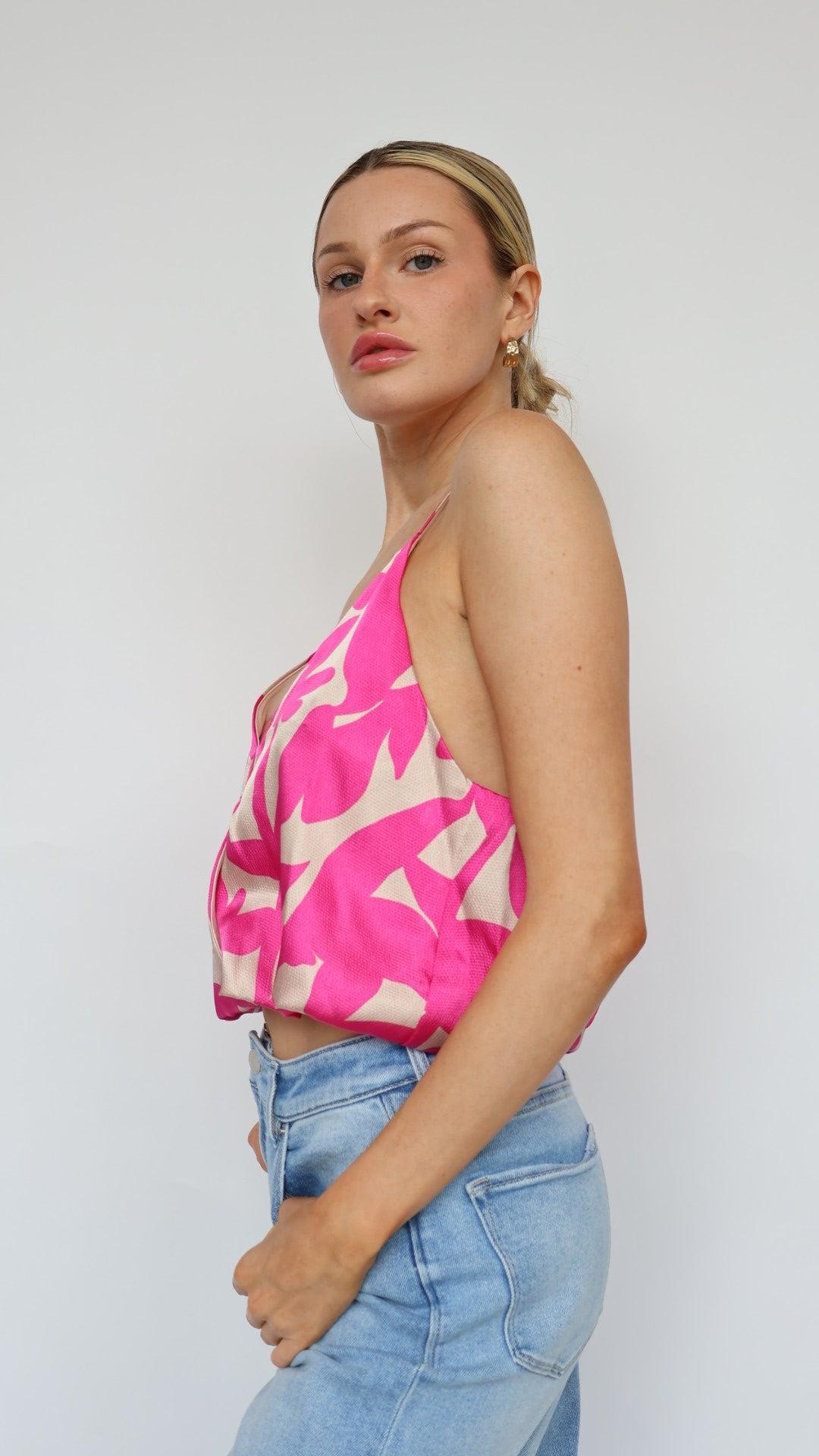 Satin Print Crop Top Product Image