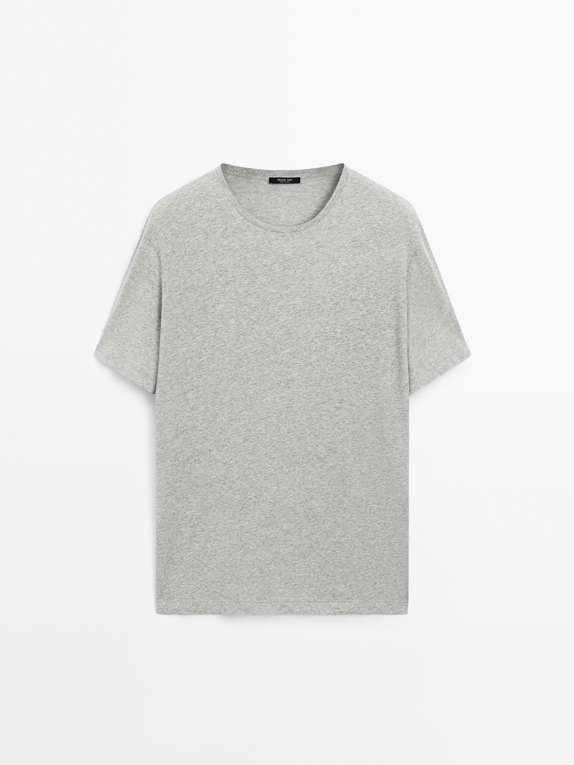 Melange cotton and linen t-shirt Product Image