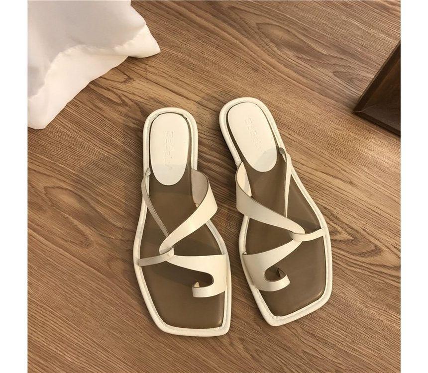 Square-Toe Toe-Loop Slide Sandals Product Image