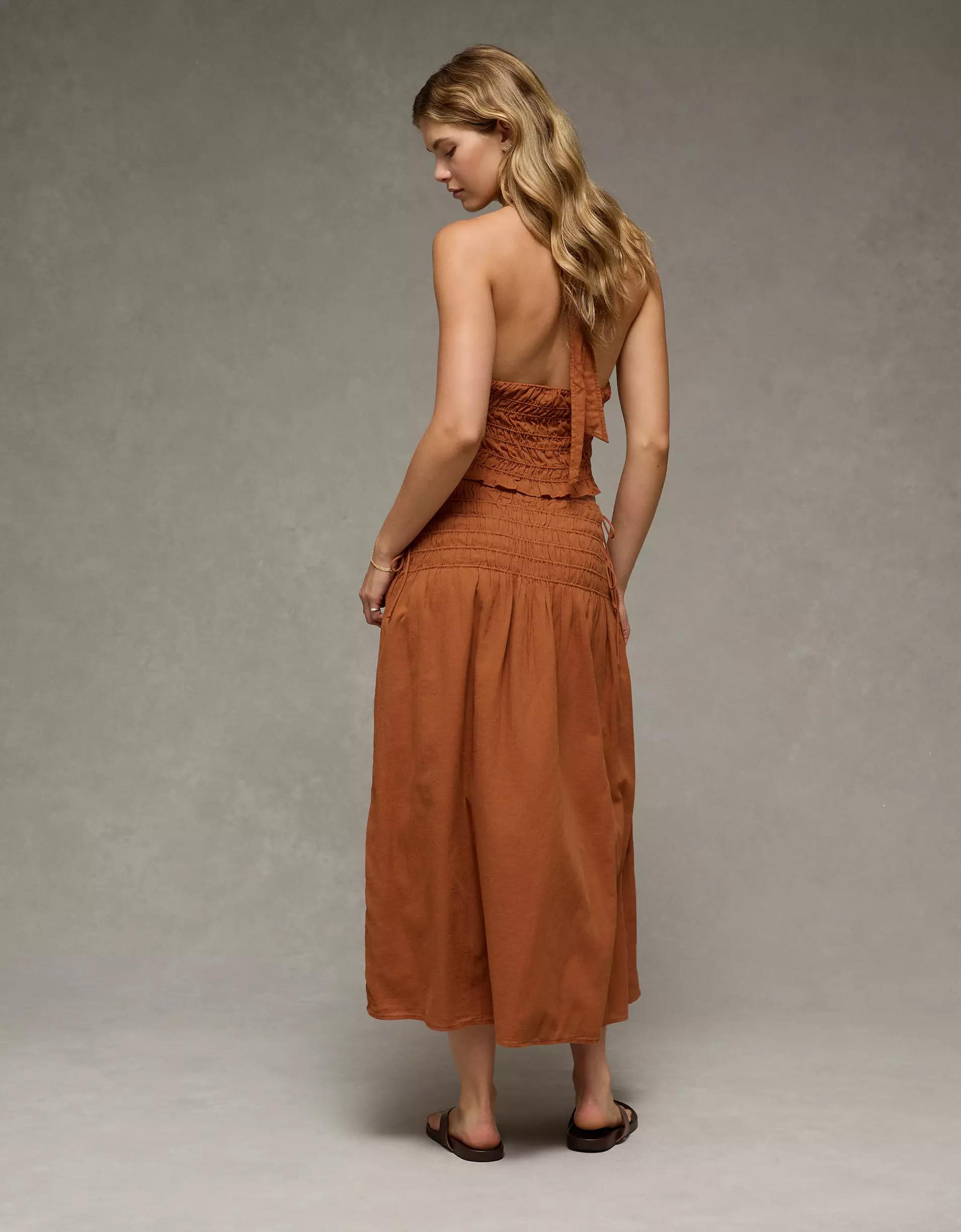 AE High-Waisted Tie Side Maxi Skirt Product Image
