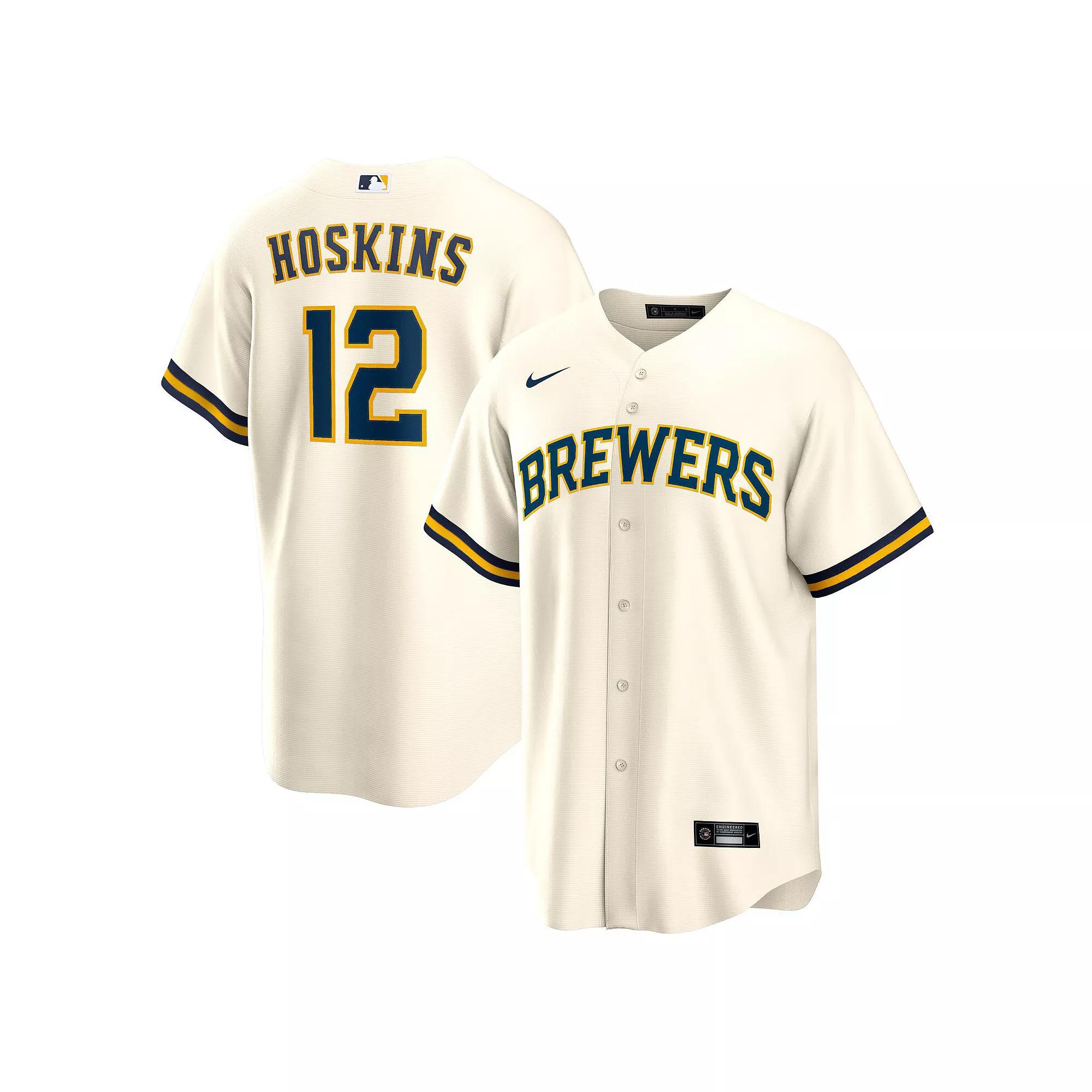 Men's Nike Rhys Hoskins Cream Milwaukee Brewers Home Replica Player Jersey,  Product Image