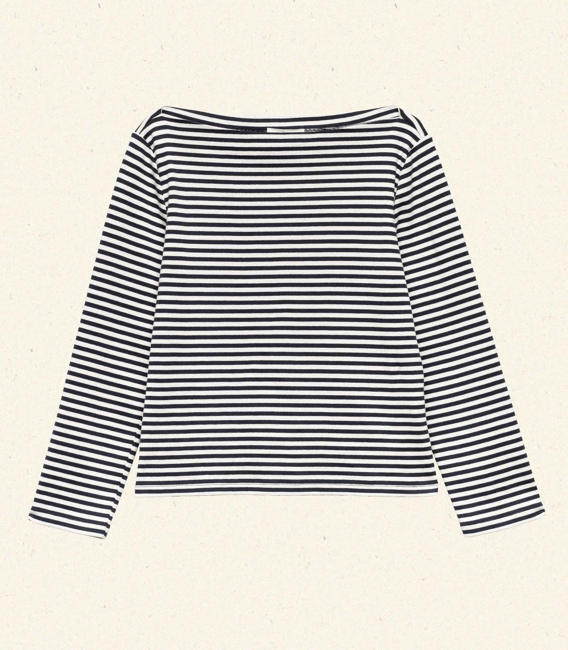 PAULETTE TEE -- NAVY NANTUCKET STRIPE Product Image