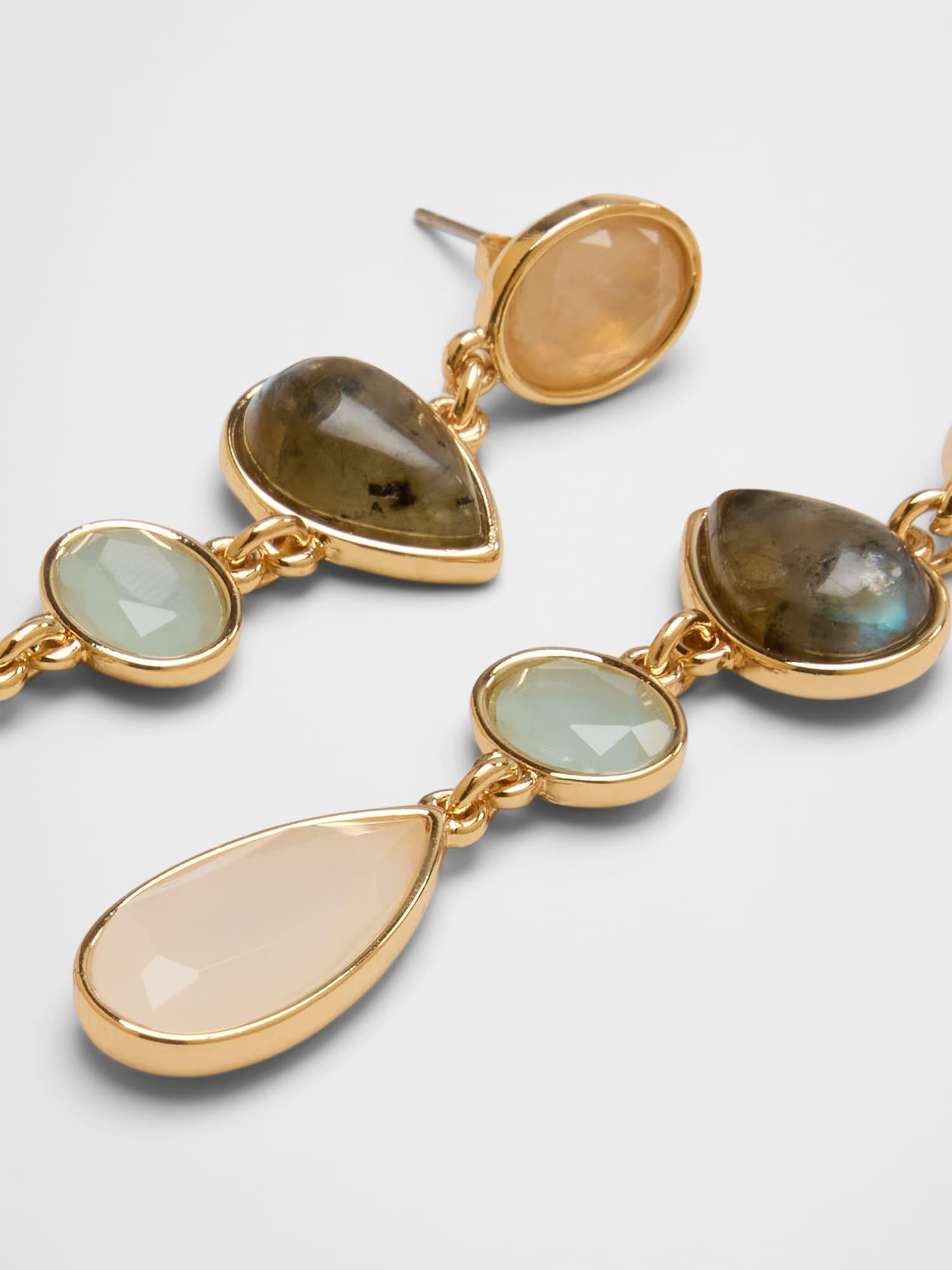 Tonal Glass Stone Mix Drop Earrings Product Image