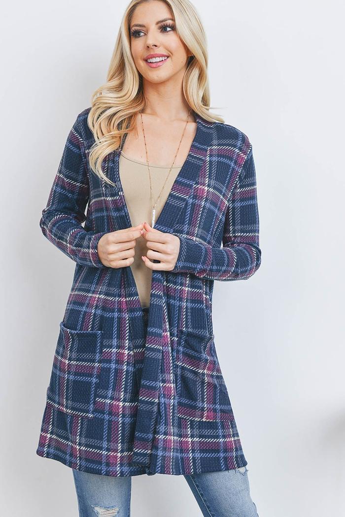 Plaid Open Front Cardigan Product Image
