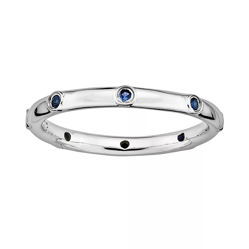 Stacks & Stones Sterling Silver Lab-Created Sapphire Stack Ring, Women's, Size: 7 Product Image