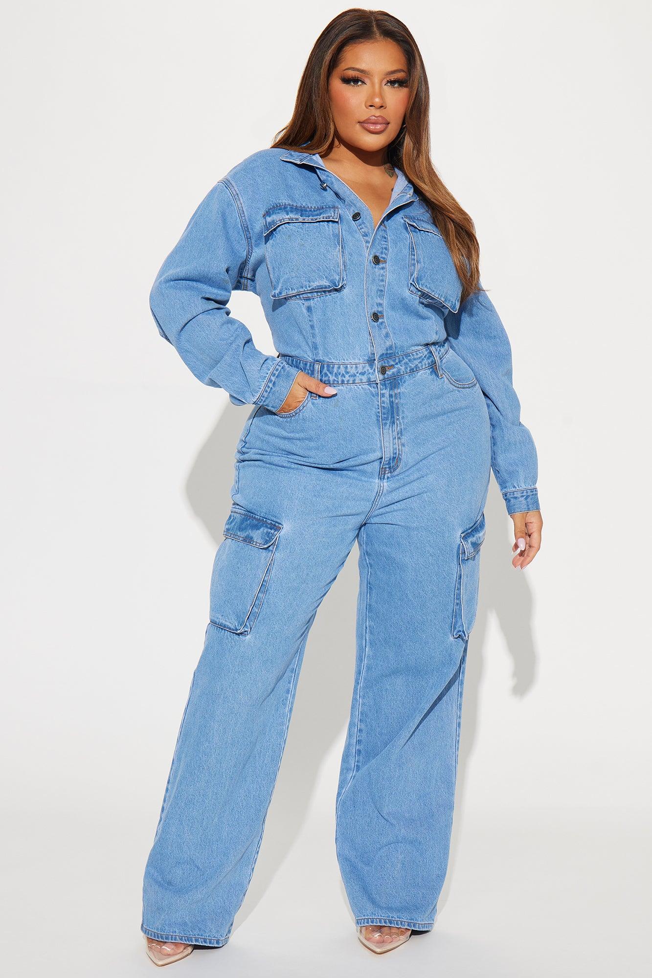 Step Back Denim Jumpsuit  - Light Wash Product Image