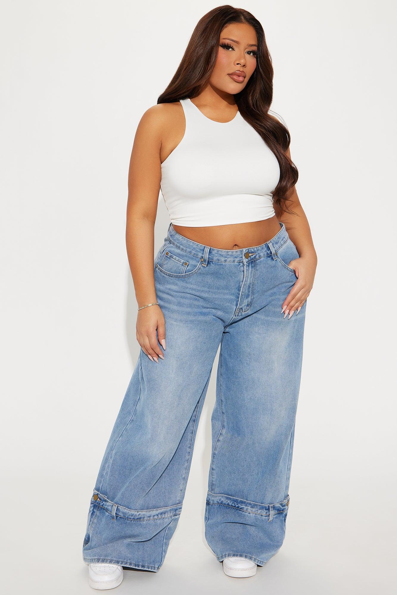 You Do You Cuffed Wide Leg Jeans - Vintage Wash Product Image