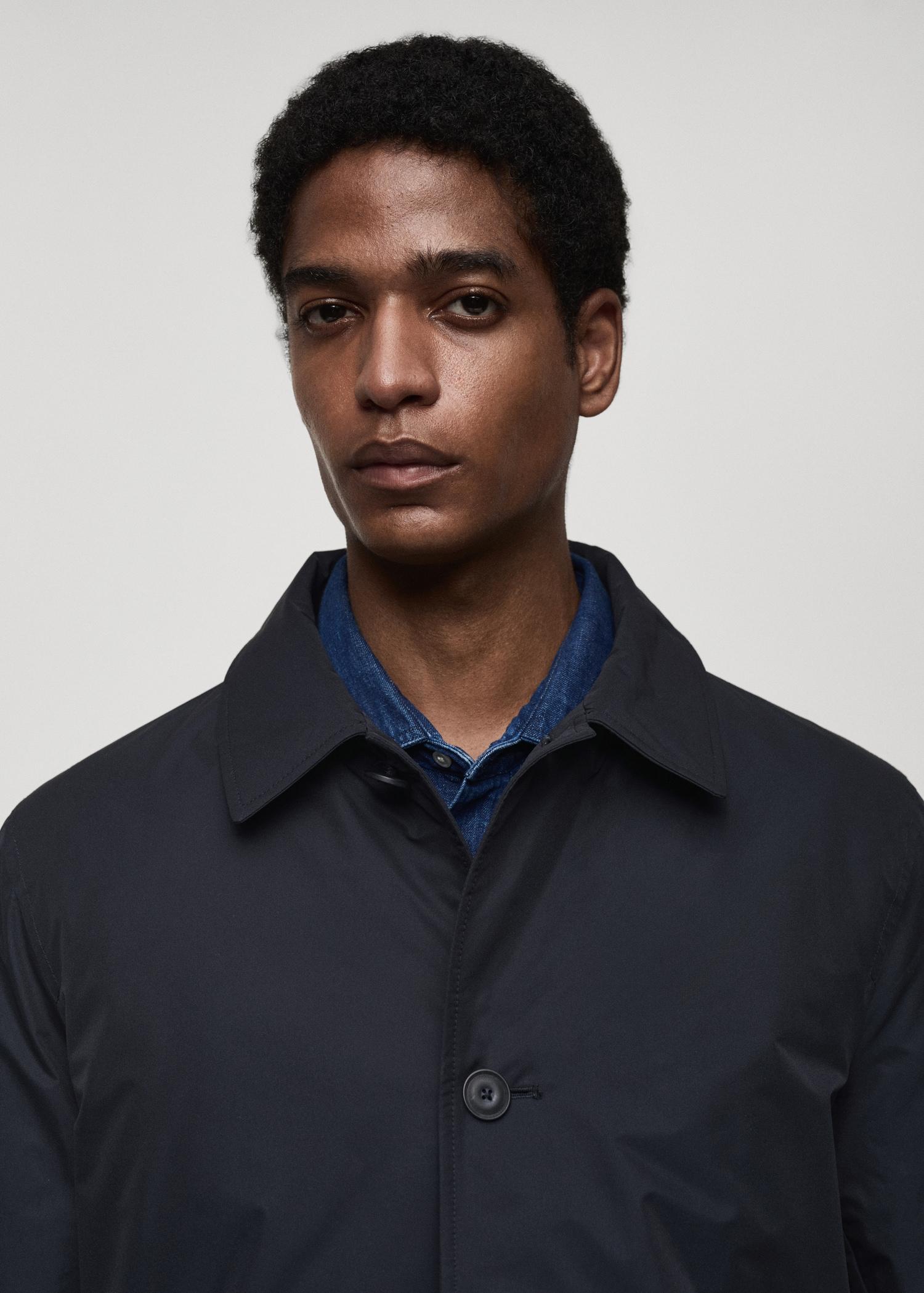 Quilted water-repellent trench coat - Men | MANGO USA Product Image