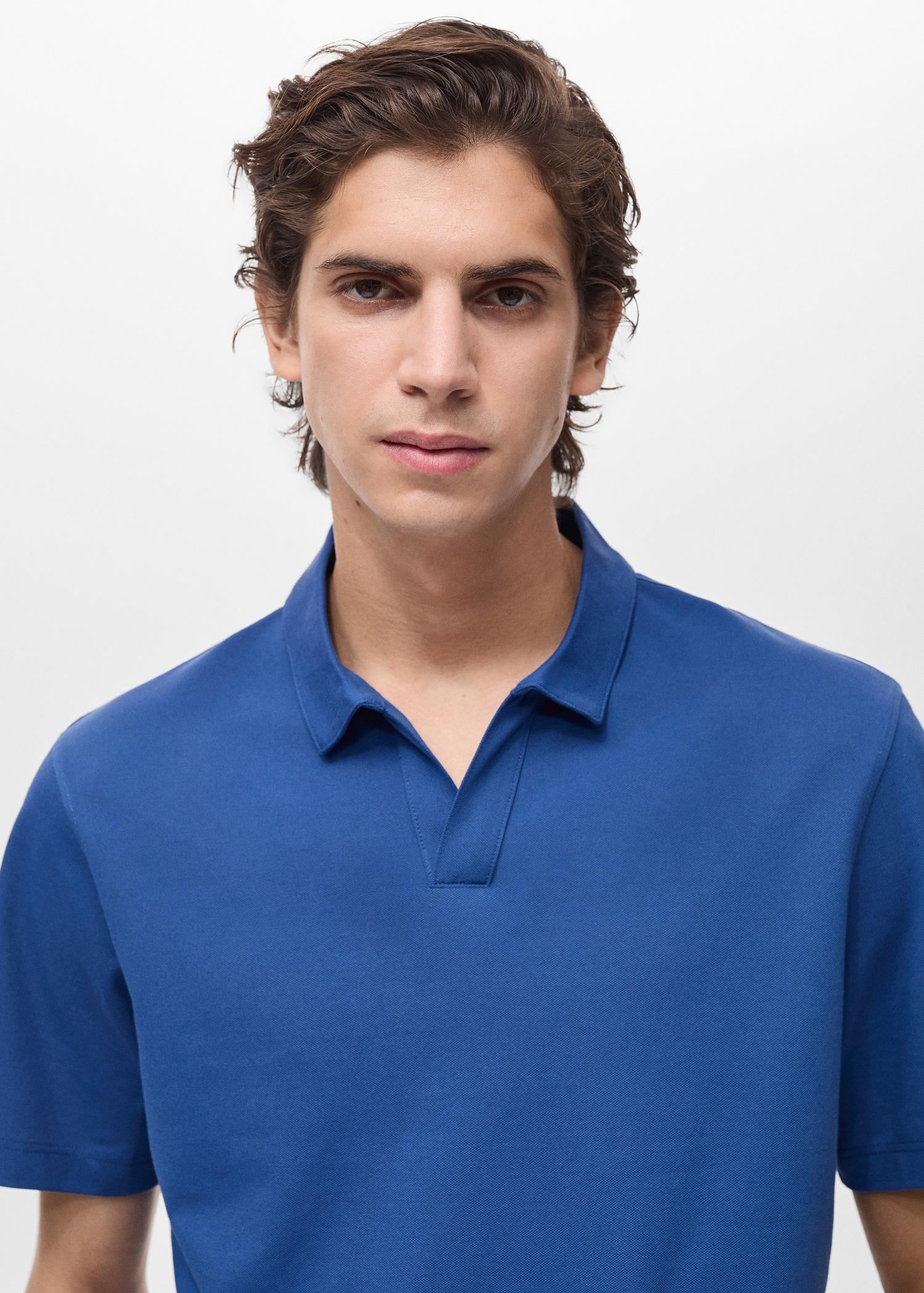 Slim-fit cotton-piqué polo shirt - Men | MANGO USA Product Image