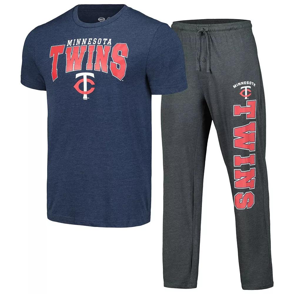 Men's Concepts Sport Charcoal/Navy Minnesota Twins Meter T-Shirt & Pants Sleep Set,  Product Image