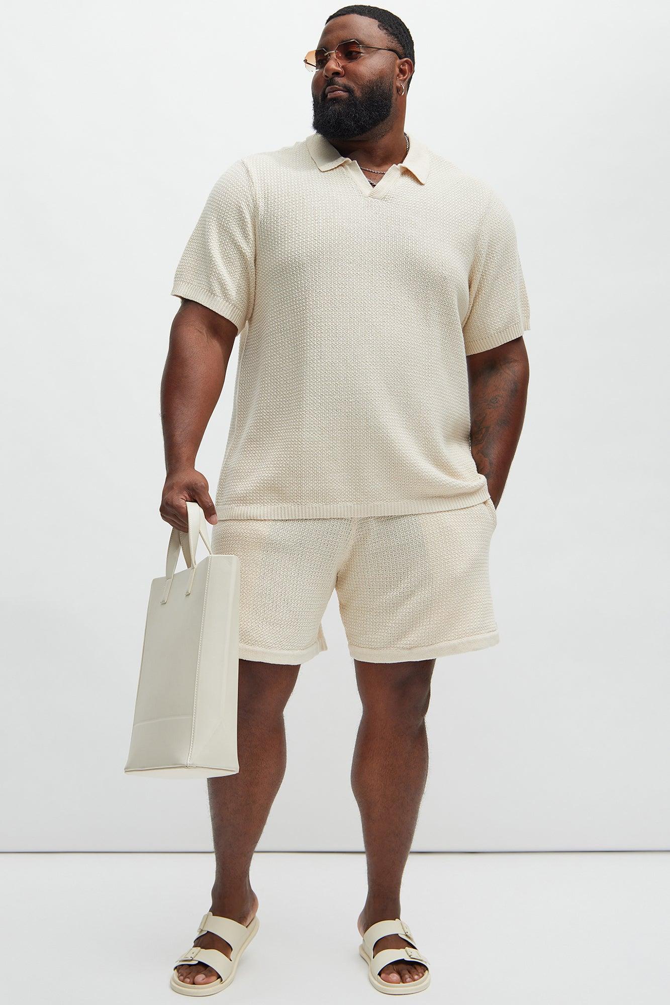 Clay Textured Johnny Collar Shirt - Cream Product Image