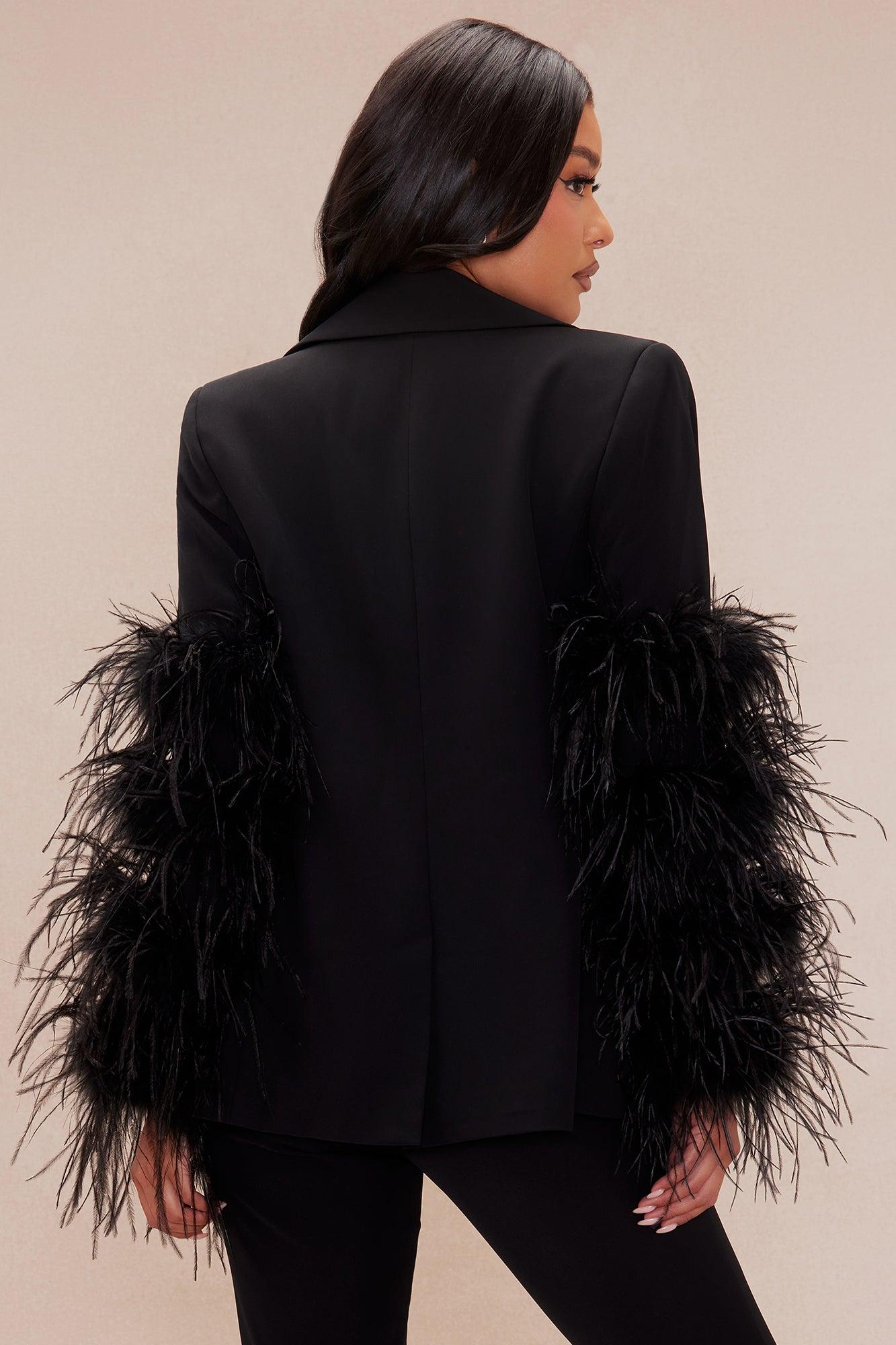 Premium Feather Blazer - Black Product Image