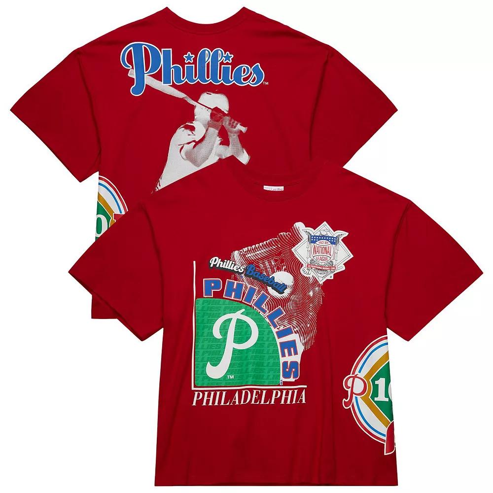 Men's Mitchell & Ness  Red Philadelphia Phillies Cooperstown Collection Logo Blast T-Shirt, Size: Large Product Image