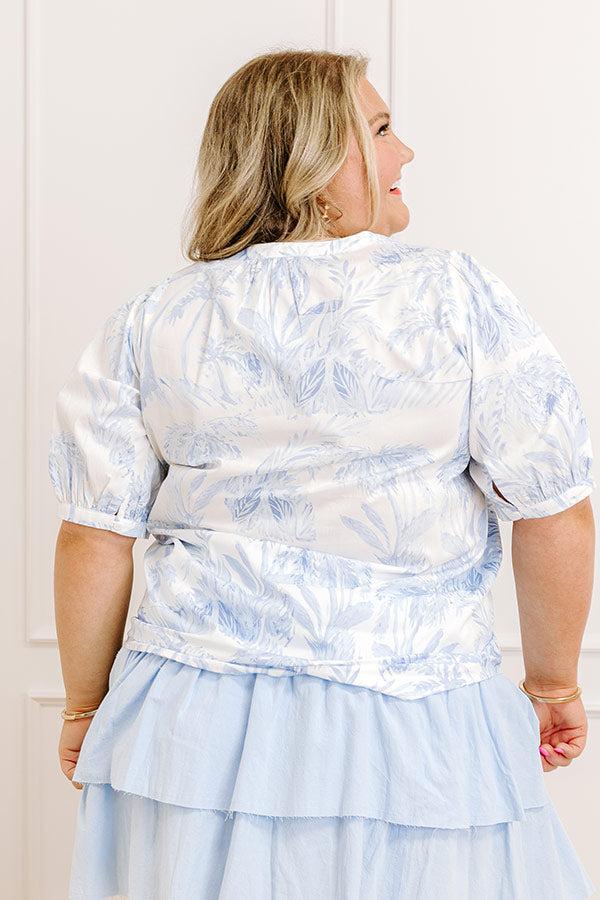 French Riviera Floral Shift Top in Sky Blue Curves Product Image